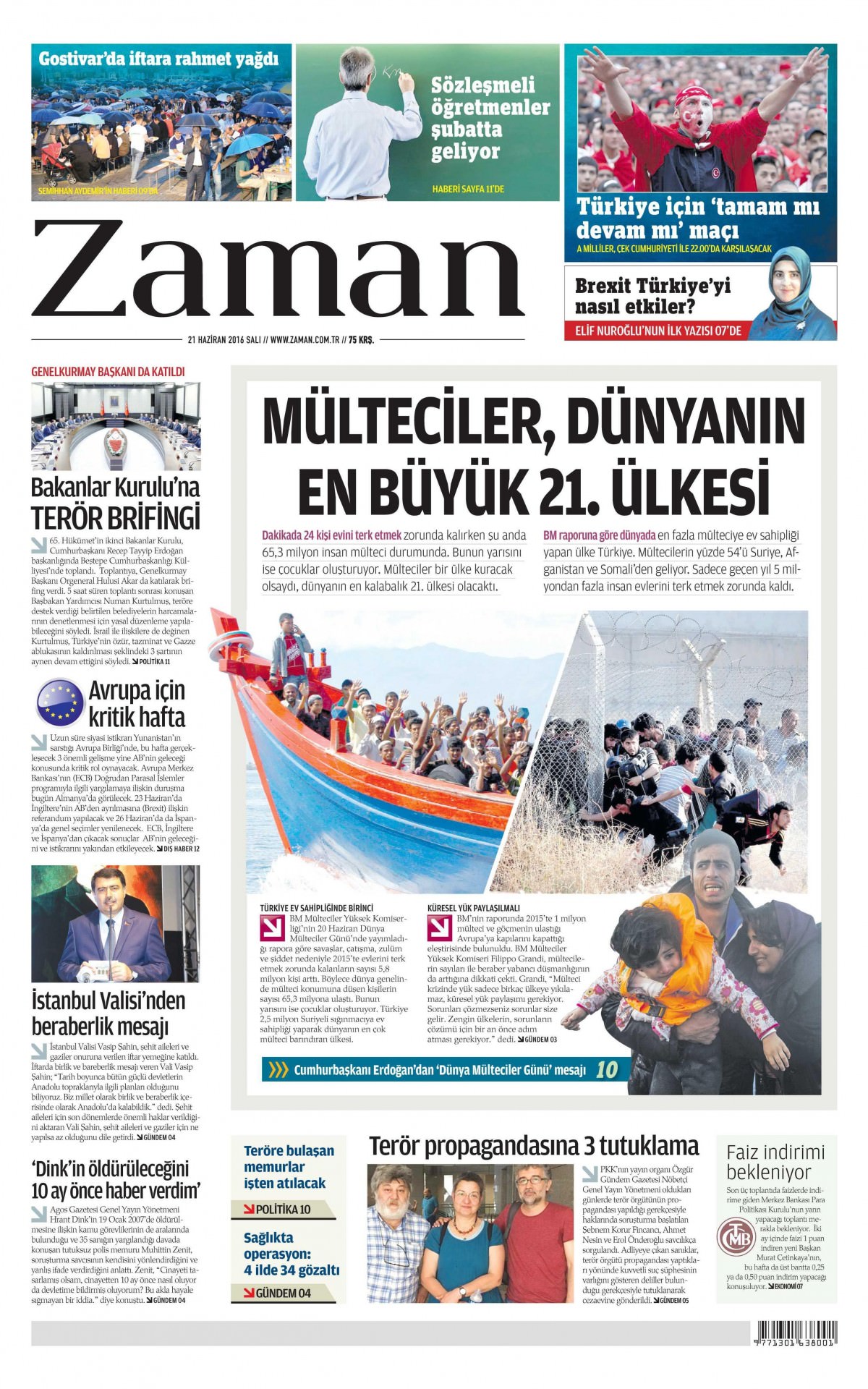 21 Haziran 2016 gazete manşetleri - 703