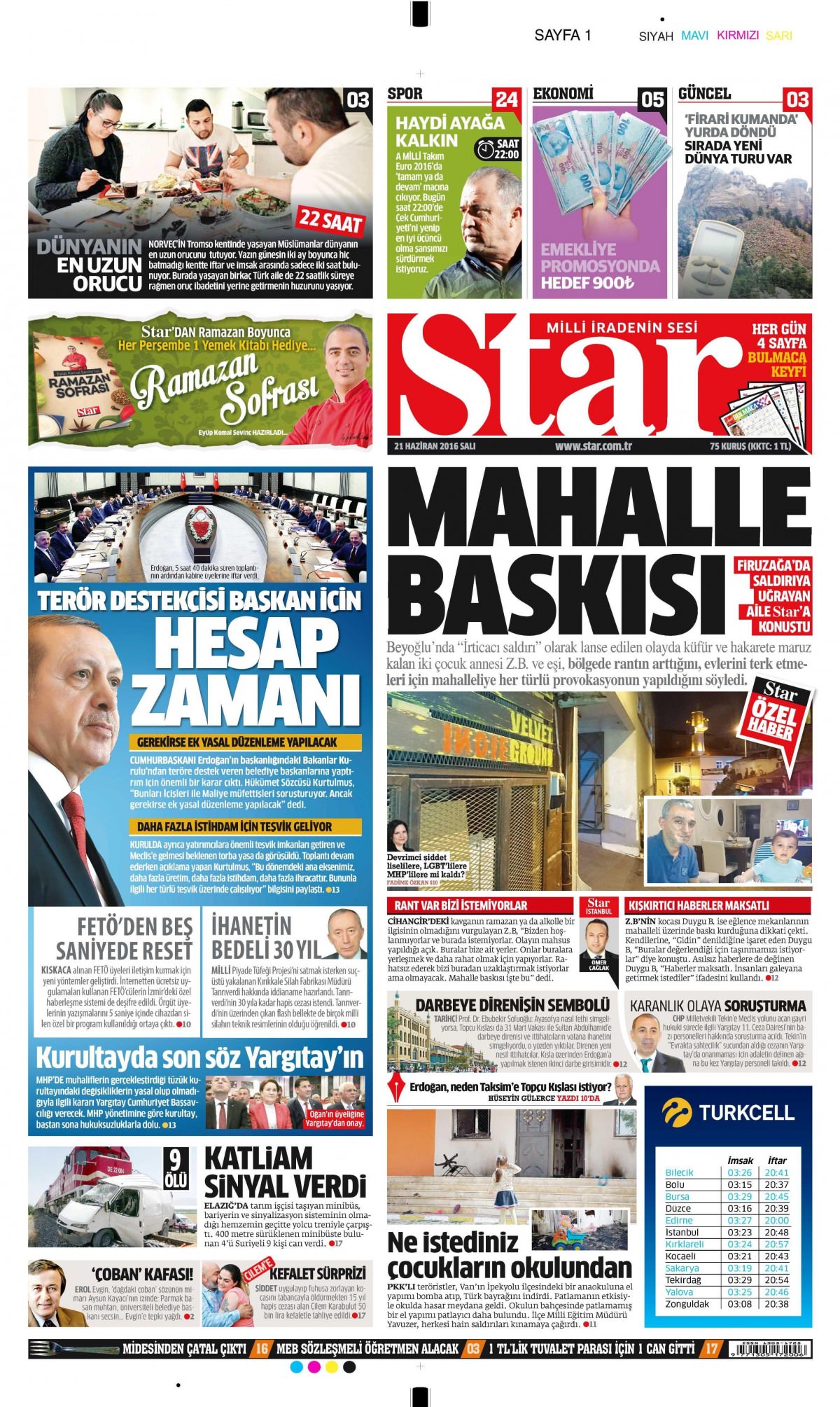 21 Haziran 2016 gazete manşetleri - 883