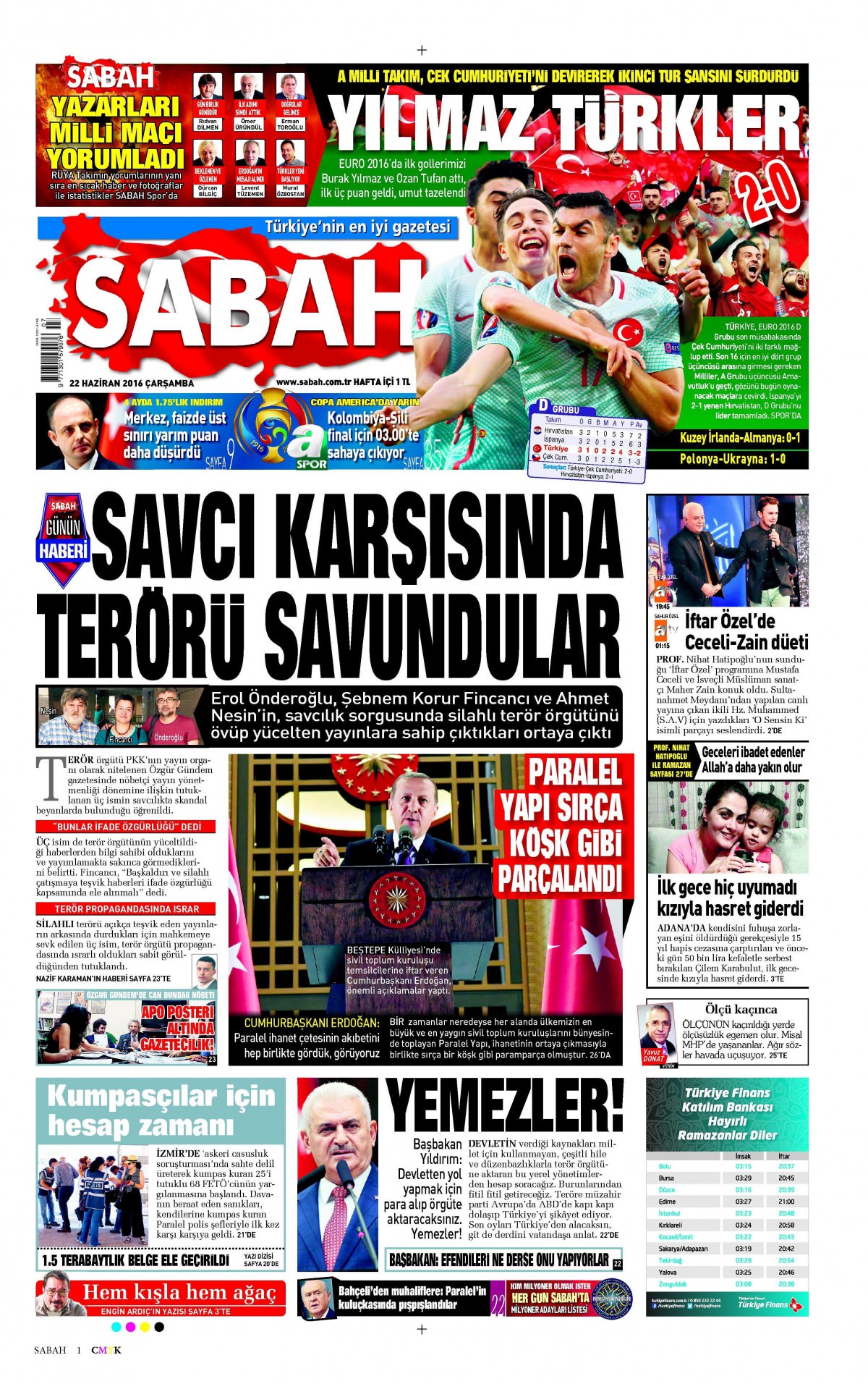 22 Haziran 2016 gazete manşetleri - 830