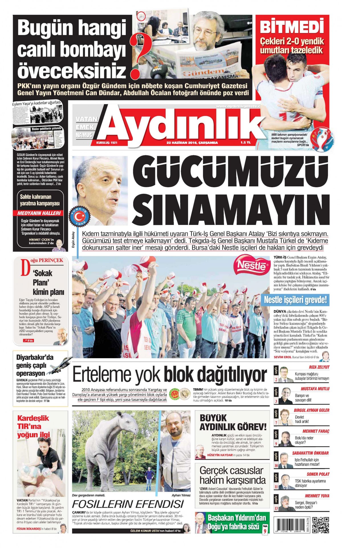 22 Haziran 2016 gazete manşetleri - 871