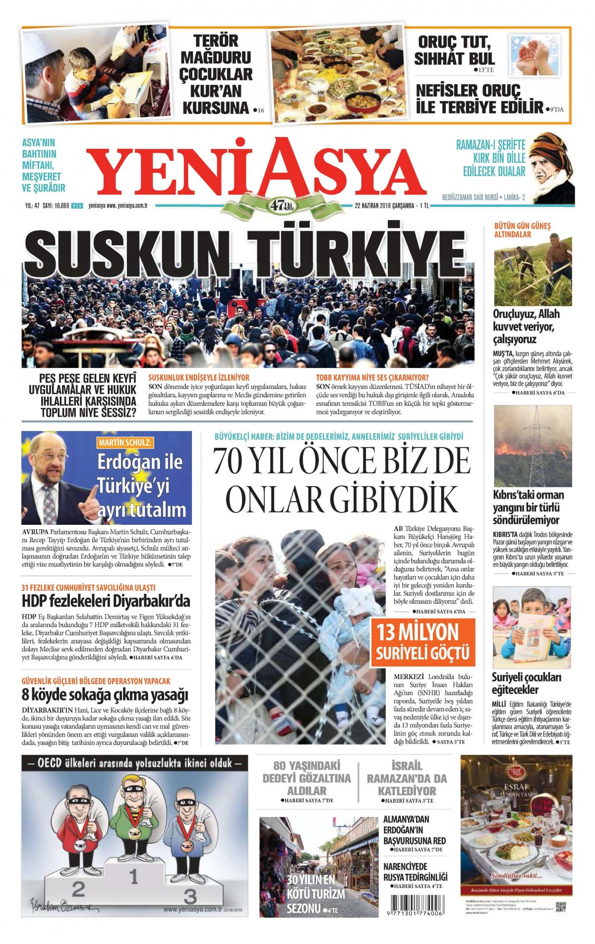 22 Haziran 2016 gazete manşetleri - 783