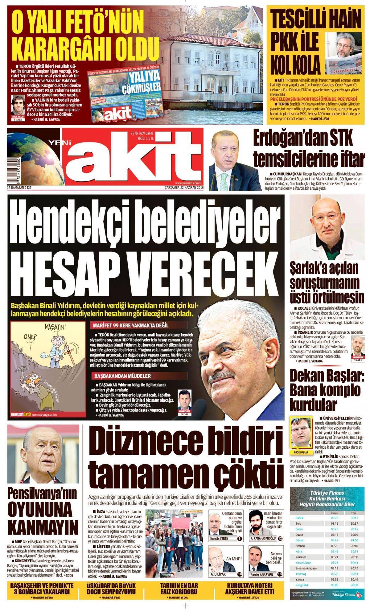 22 Haziran 2016 gazete manşetleri - 644