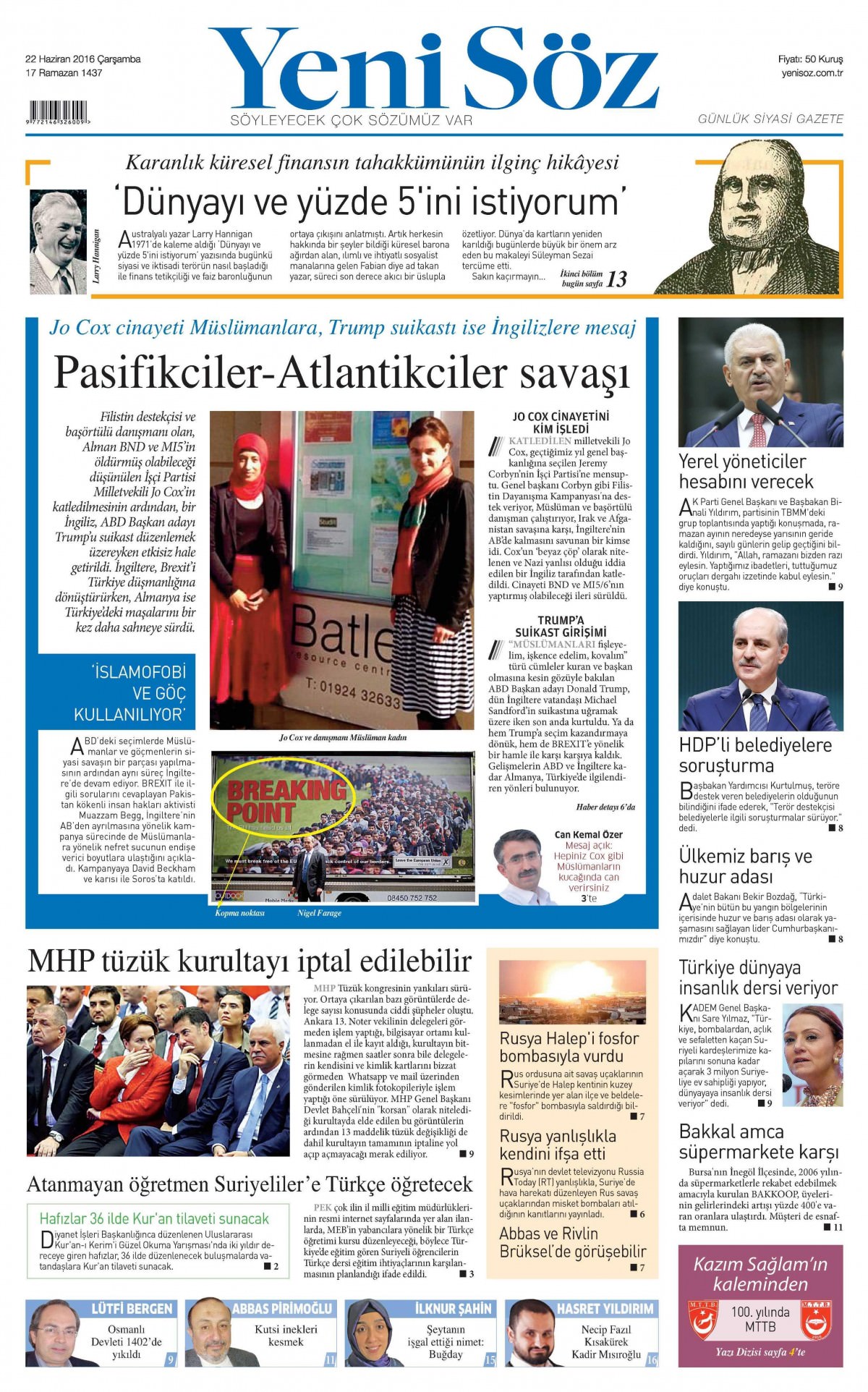 22 Haziran 2016 gazete manşetleri - 819