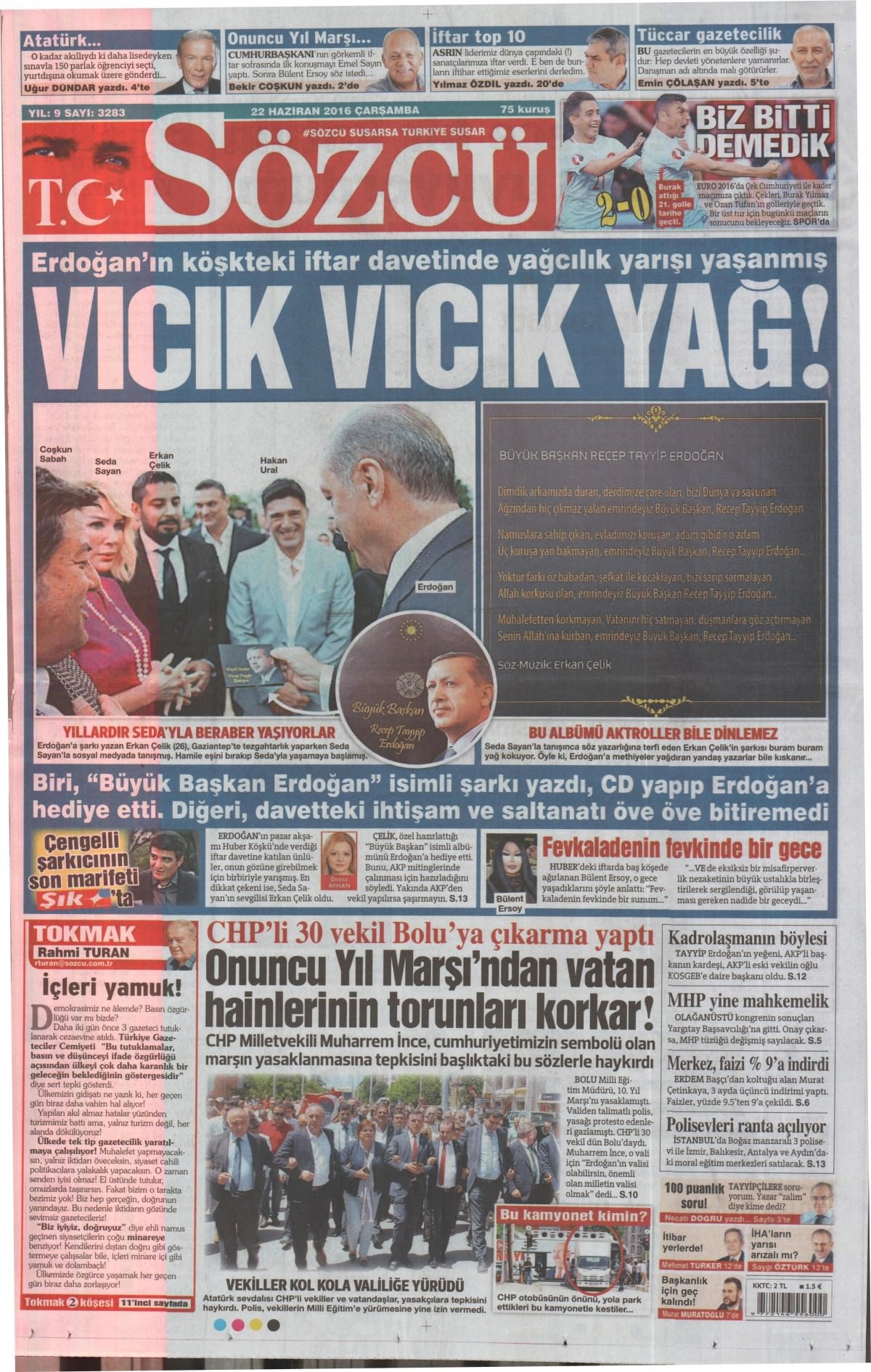 22 Haziran 2016 gazete manşetleri - 747