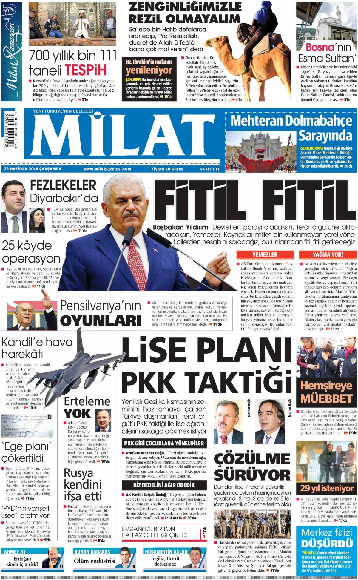 22 Haziran 2016 gazete manşetleri - 575