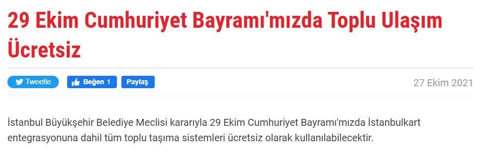 29 Ekim'de Marmaray ücretsiz mi? İstanbul'da 29 Ekim'de halk otobüsleri ücretsiz mi? - 3