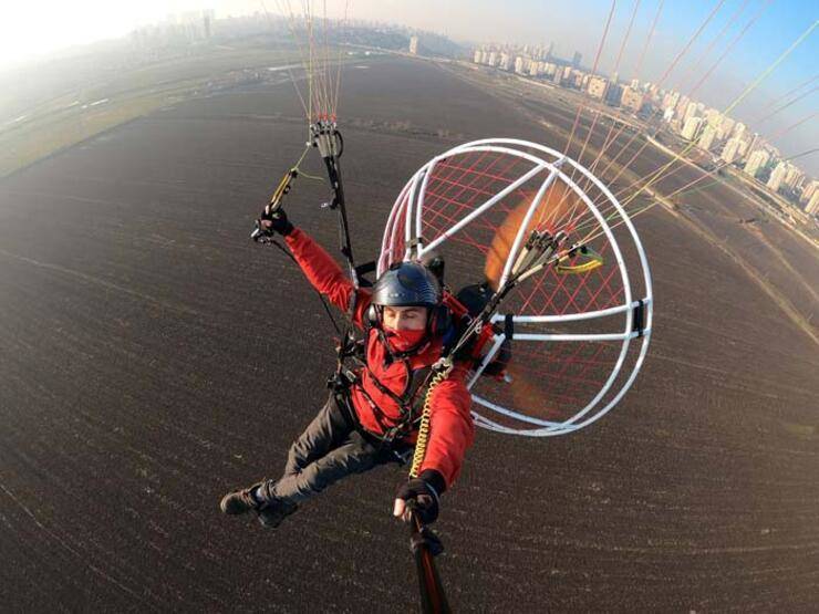 İstanbul'da paramotor uçuşunda havada telefon tamiri yaptı - 6