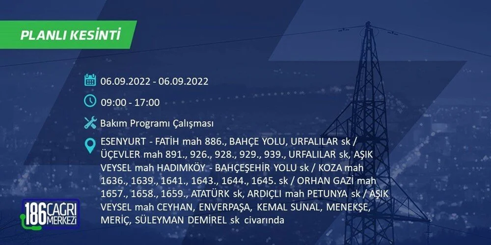 BEDAŞ 6-7 Eylül Elektrik kesintisi hangi ilçe ve mahallede olacak? Elektrikler ne zaman saat kaçta gelecek? - 35