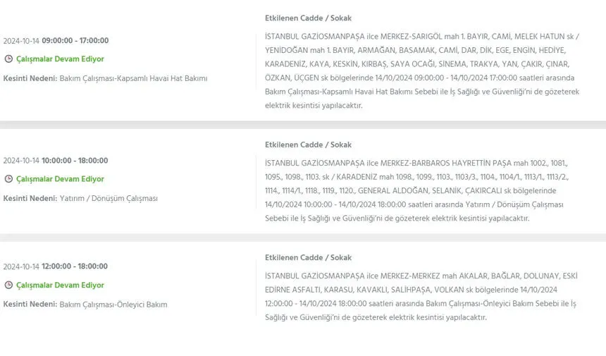 İstanbul’da büyük elektrik kesintisi! Hangi ilçeler etkilenecek? - 22