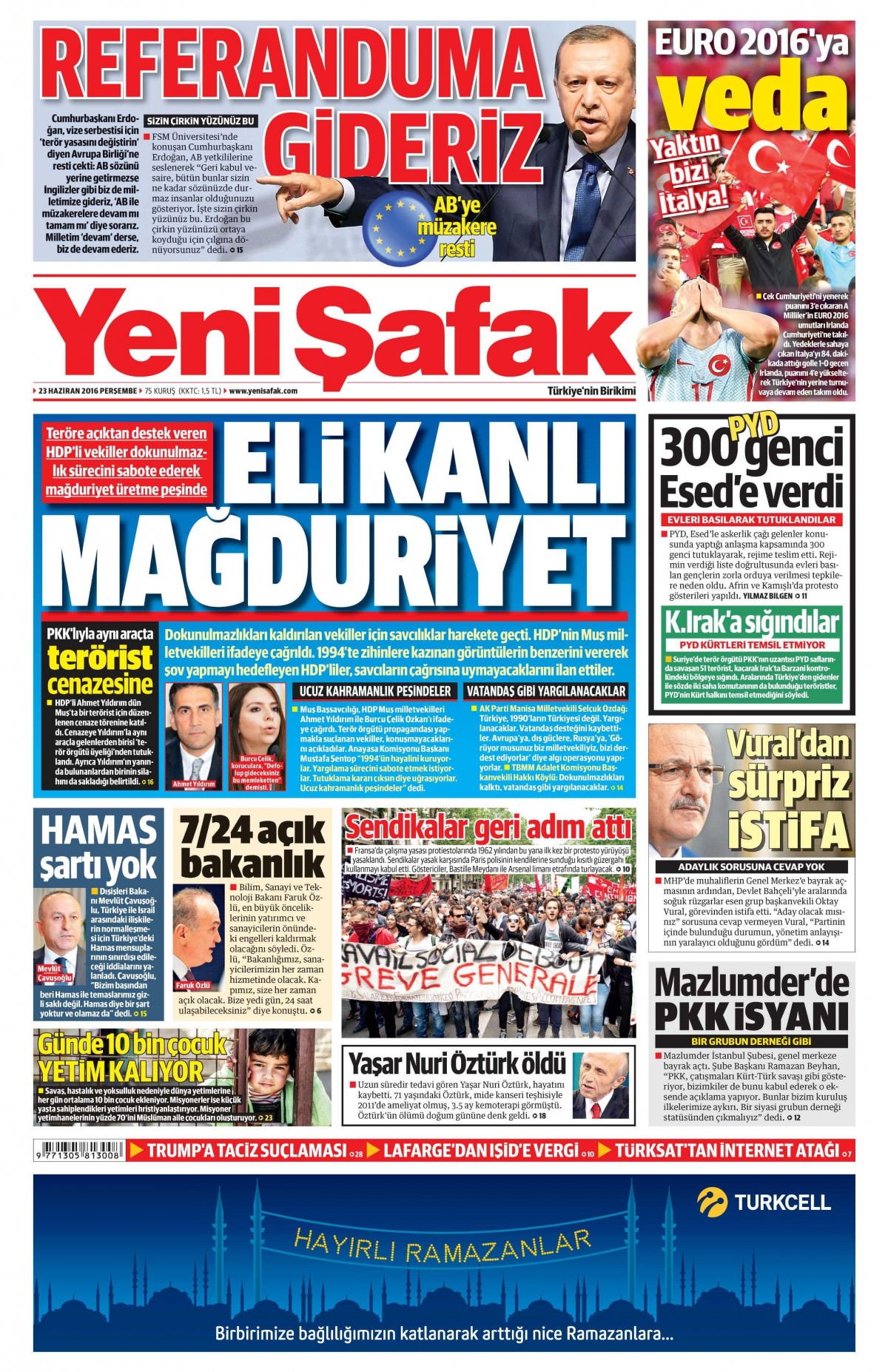 23 Haziran 2016 gazete manşetleri - 548
