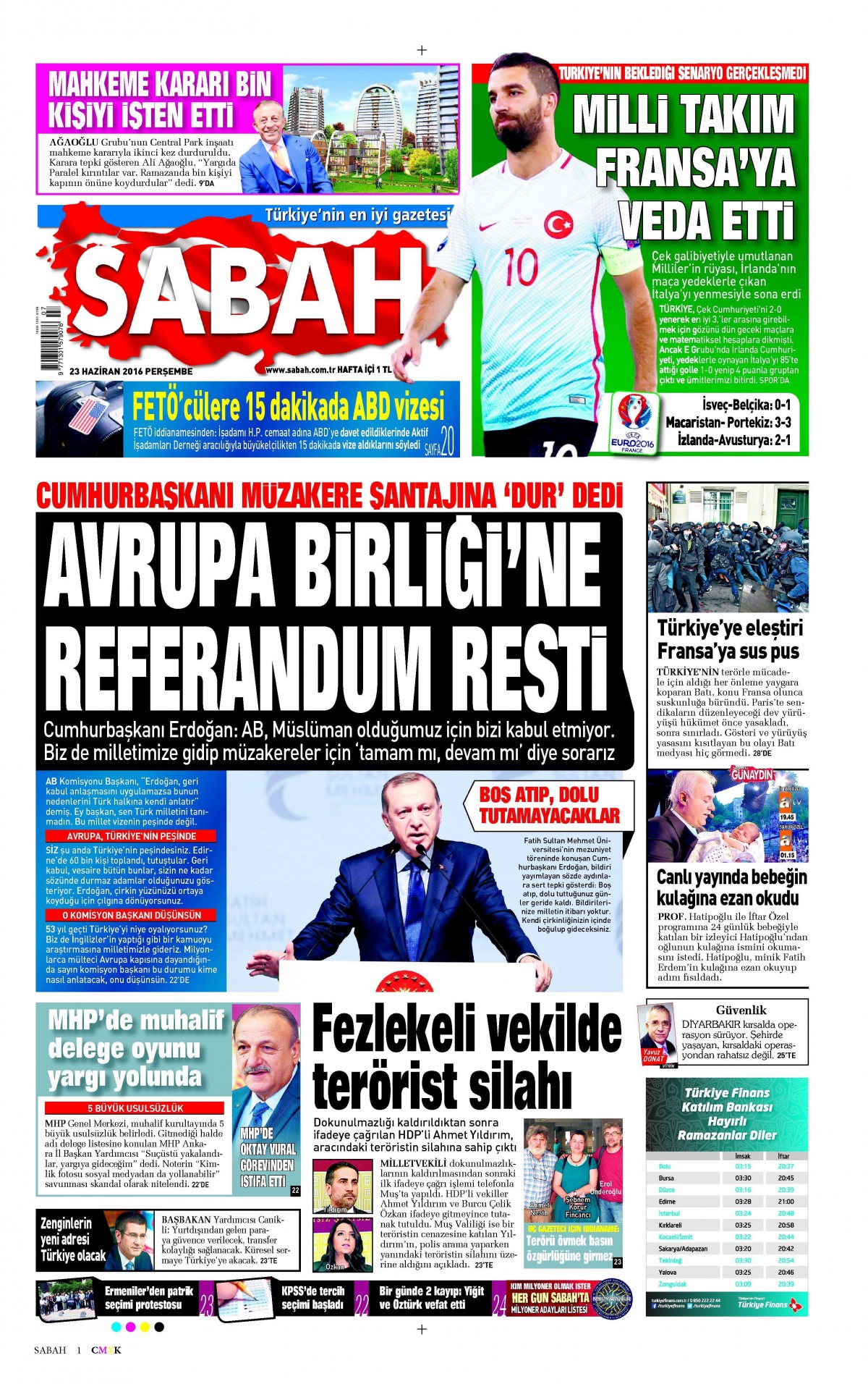 23 Haziran 2016 gazete manşetleri - 895
