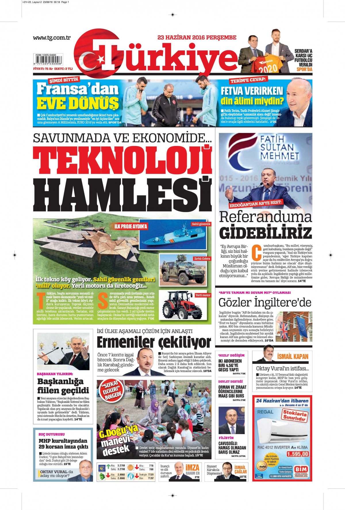 23 Haziran 2016 gazete manşetleri - 607