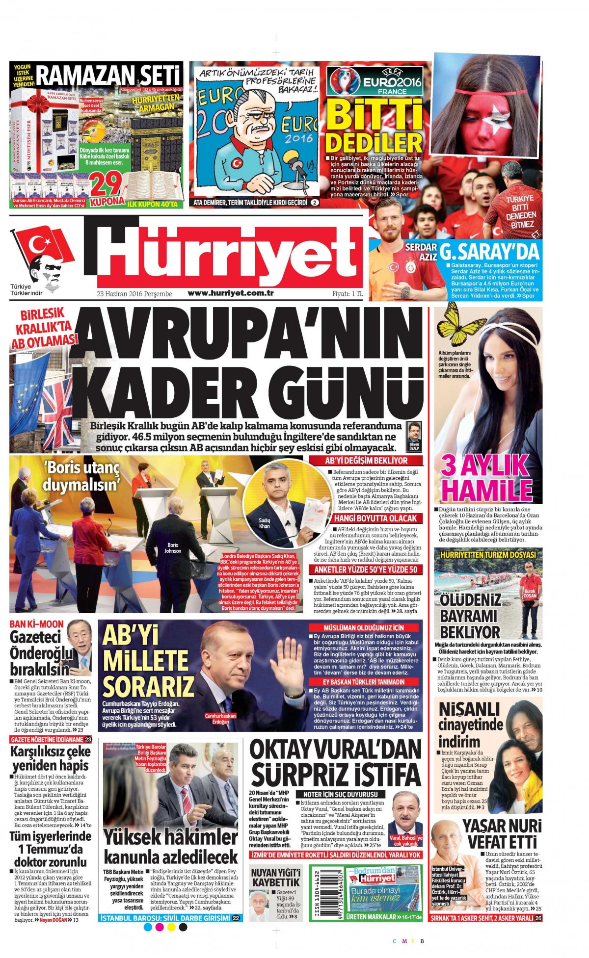 23 Haziran 2016 gazete manşetleri - 825