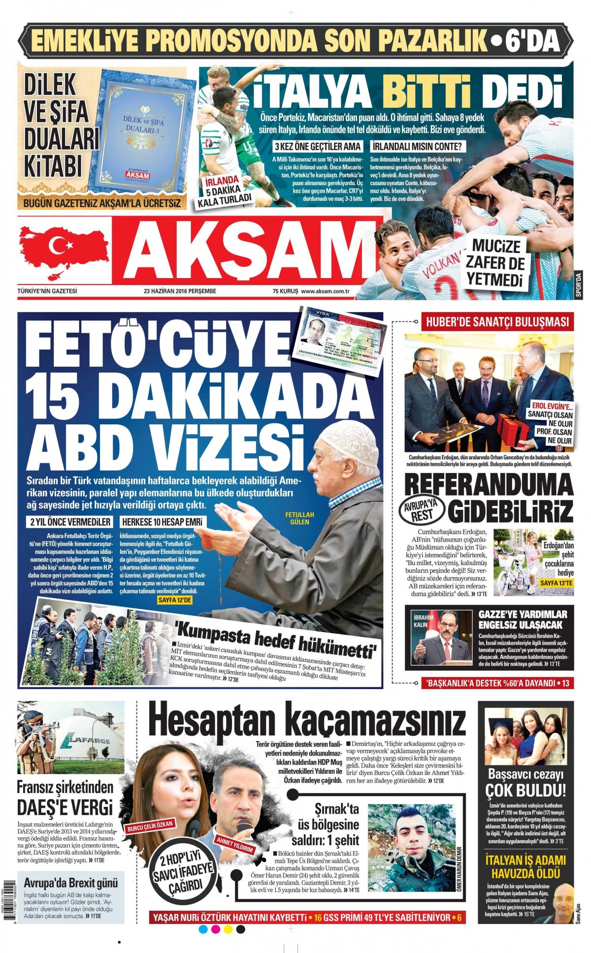23 Haziran 2016 gazete manşetleri - 744