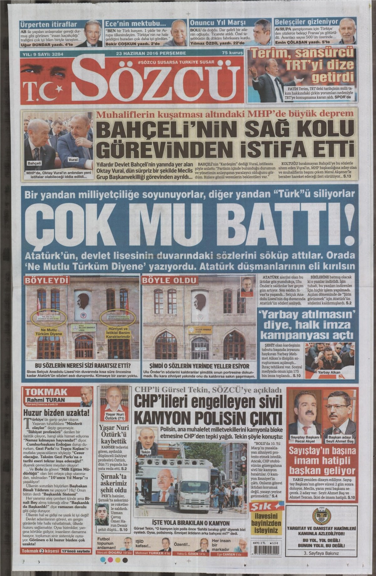 23 Haziran 2016 gazete manşetleri - 903