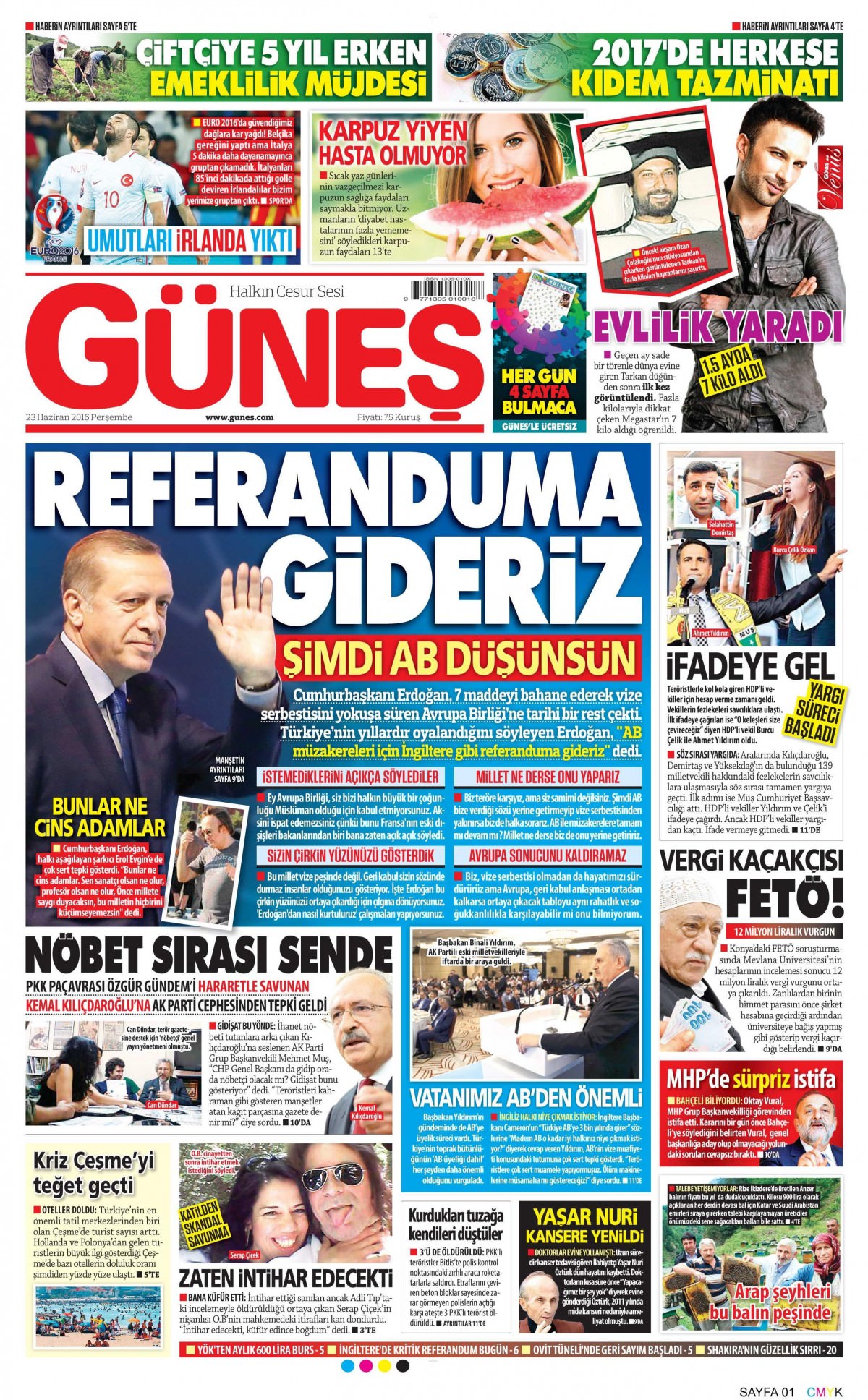 23 Haziran 2016 gazete manşetleri - 934