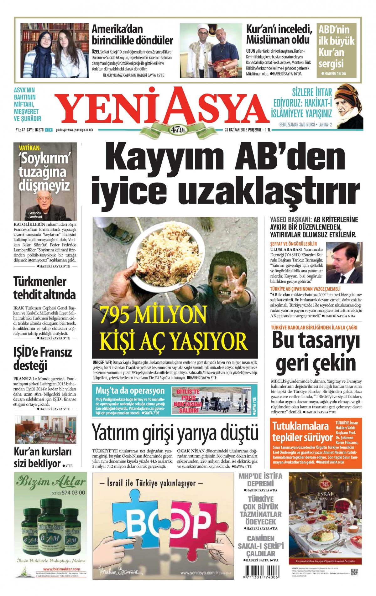 23 Haziran 2016 gazete manşetleri - 729