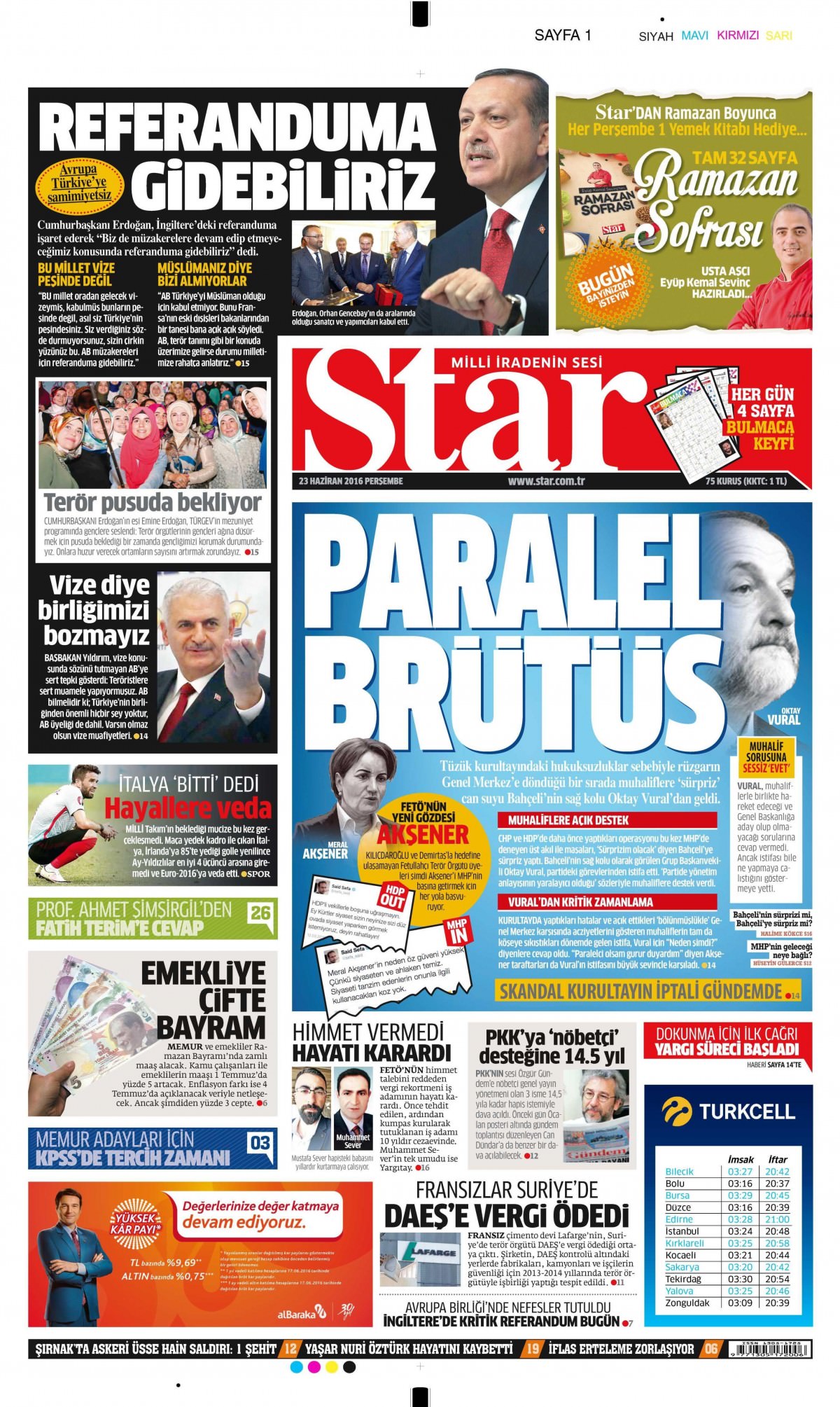 23 Haziran 2016 gazete manşetleri - 723