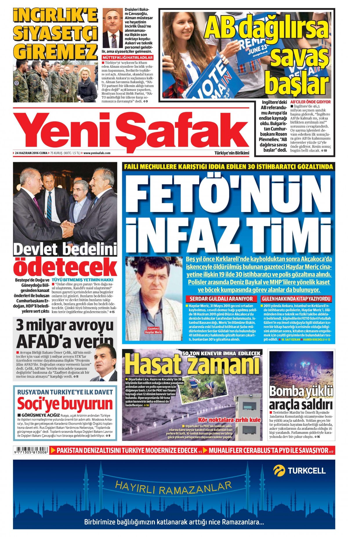 24 Haziran 2016 gazete manşetleri - 13