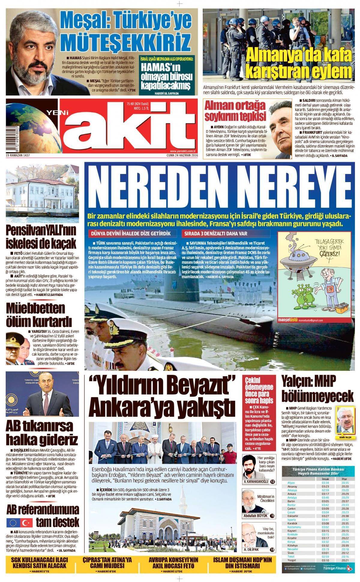 24 Haziran 2016 gazete manşetleri - 10