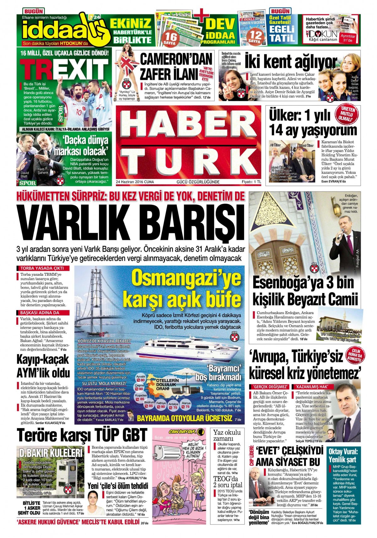 24 Haziran 2016 gazete manşetleri - 4