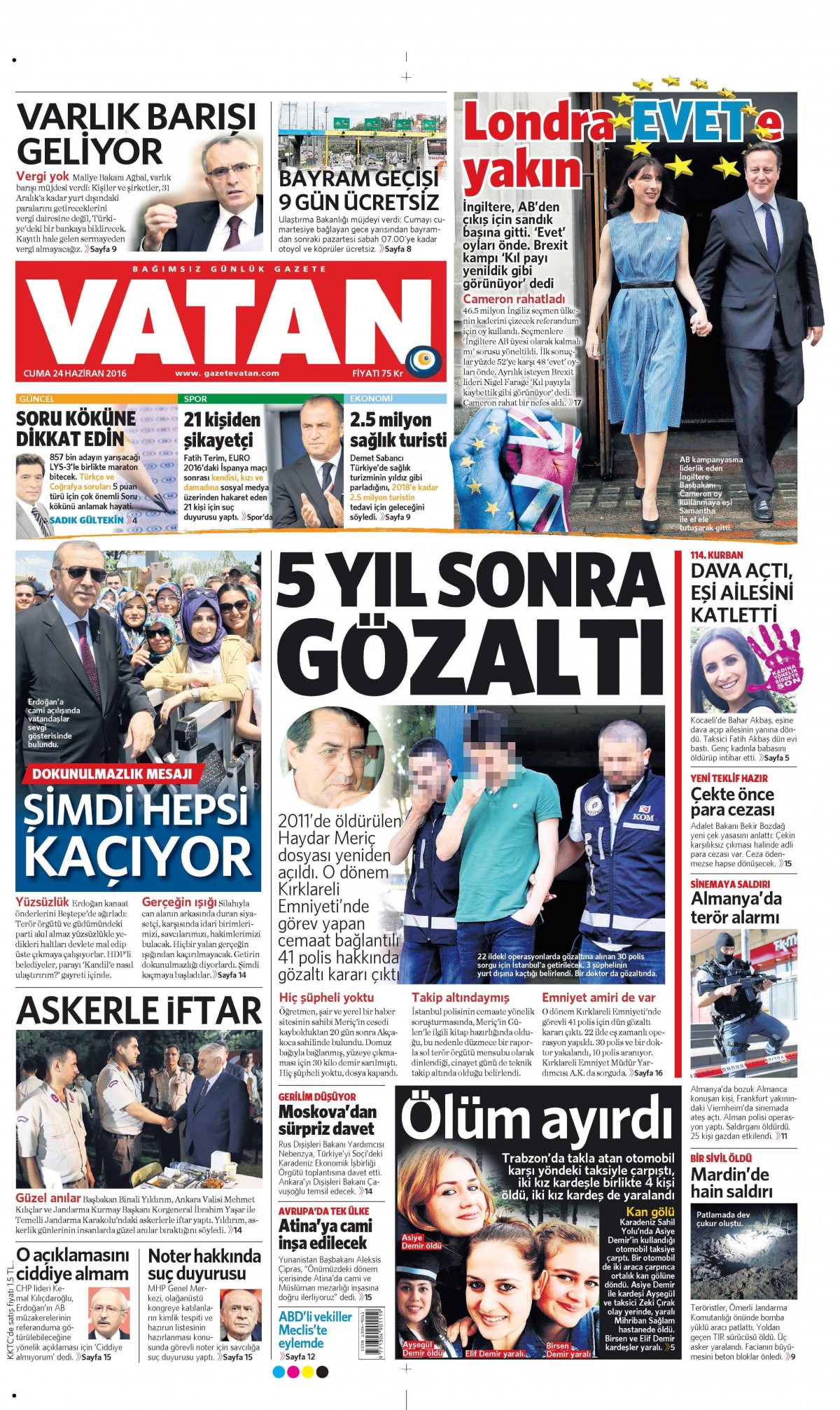 24 Haziran 2016 gazete manşetleri - 25