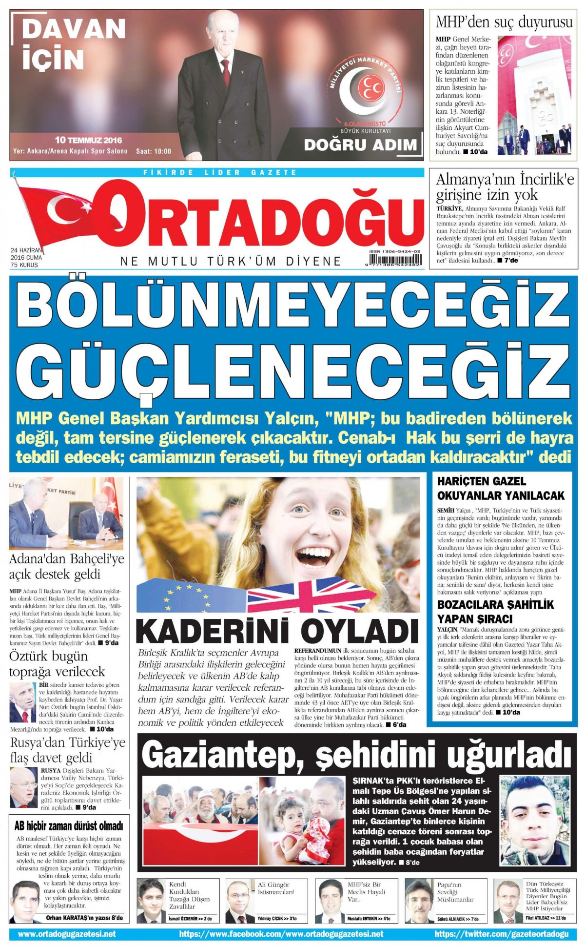 24 Haziran 2016 gazete manşetleri - 8