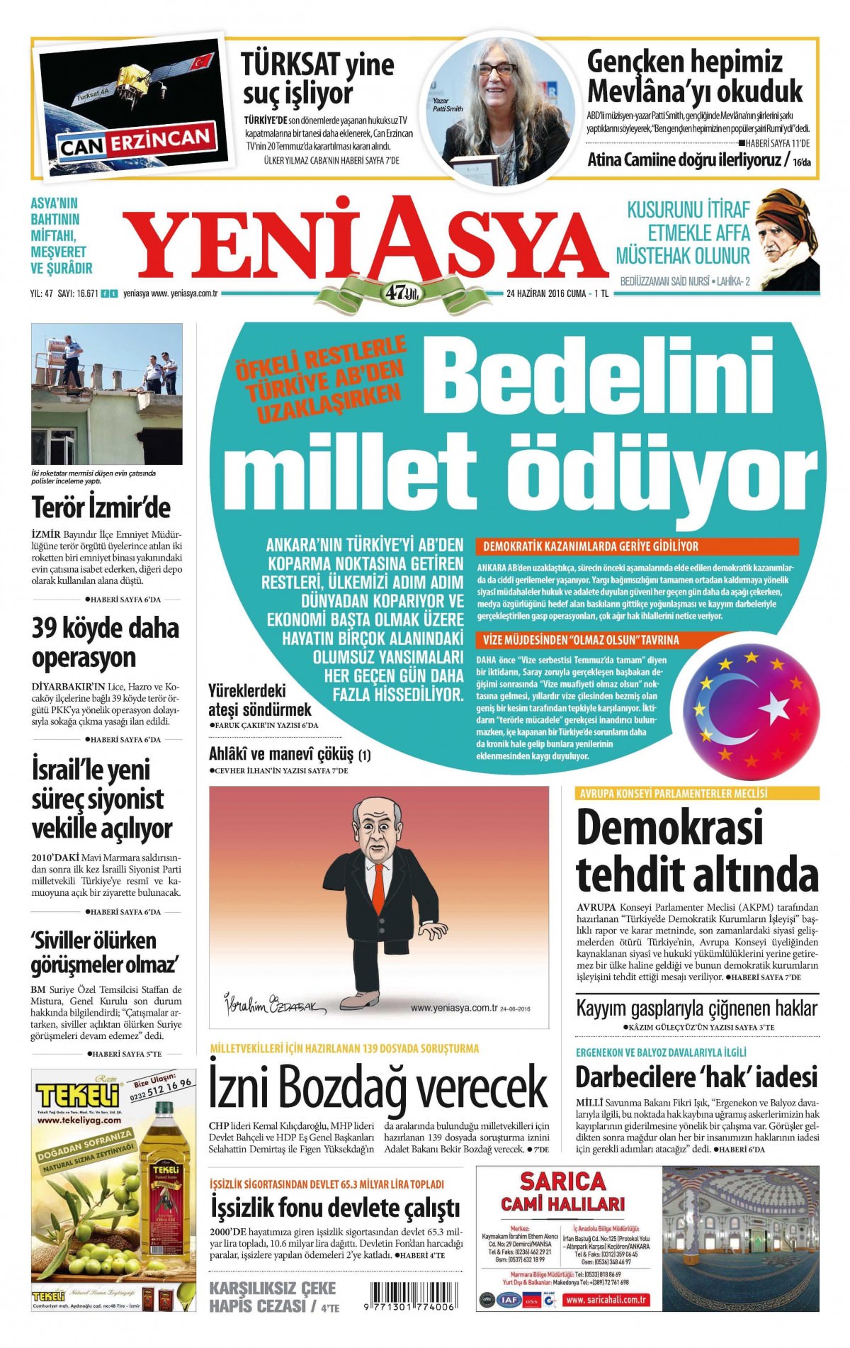 24 Haziran 2016 gazete manşetleri - 24