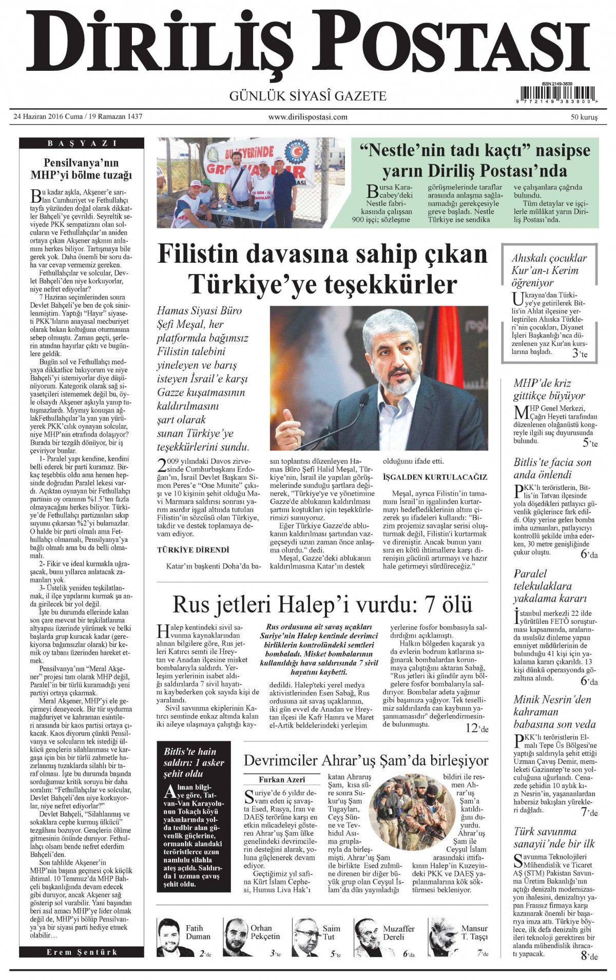 24 Haziran 2016 gazete manşetleri - 1