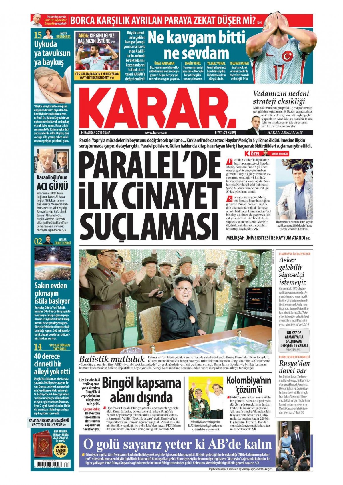 24 Haziran 2016 gazete manşetleri - 2