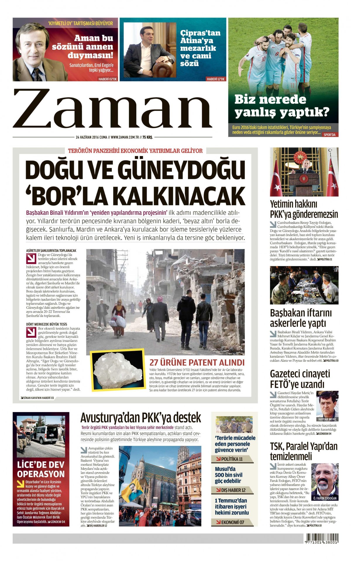 24 Haziran 2016 gazete manşetleri - 17