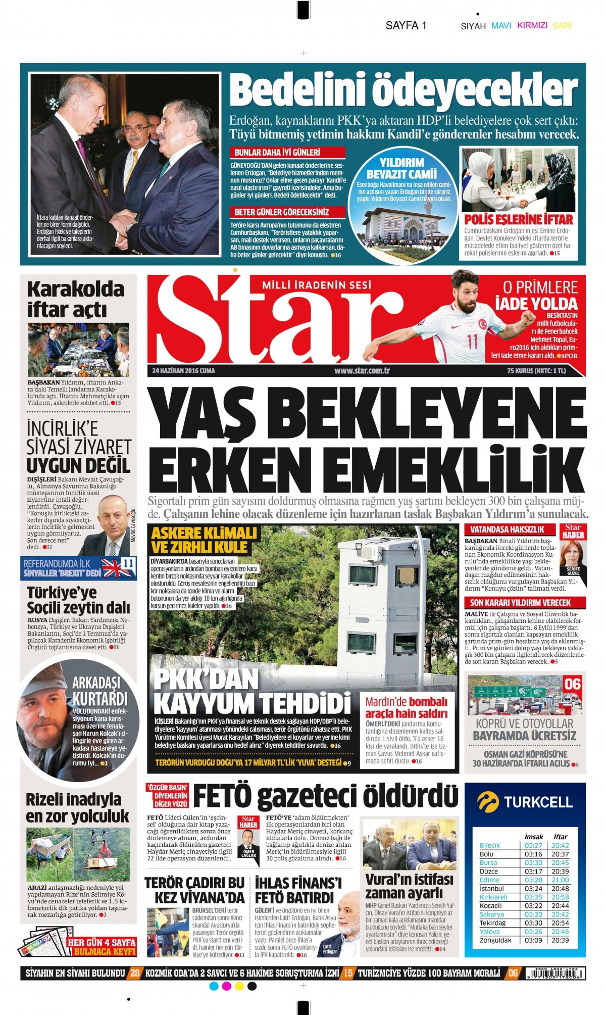 24 Haziran 2016 gazete manşetleri - 15