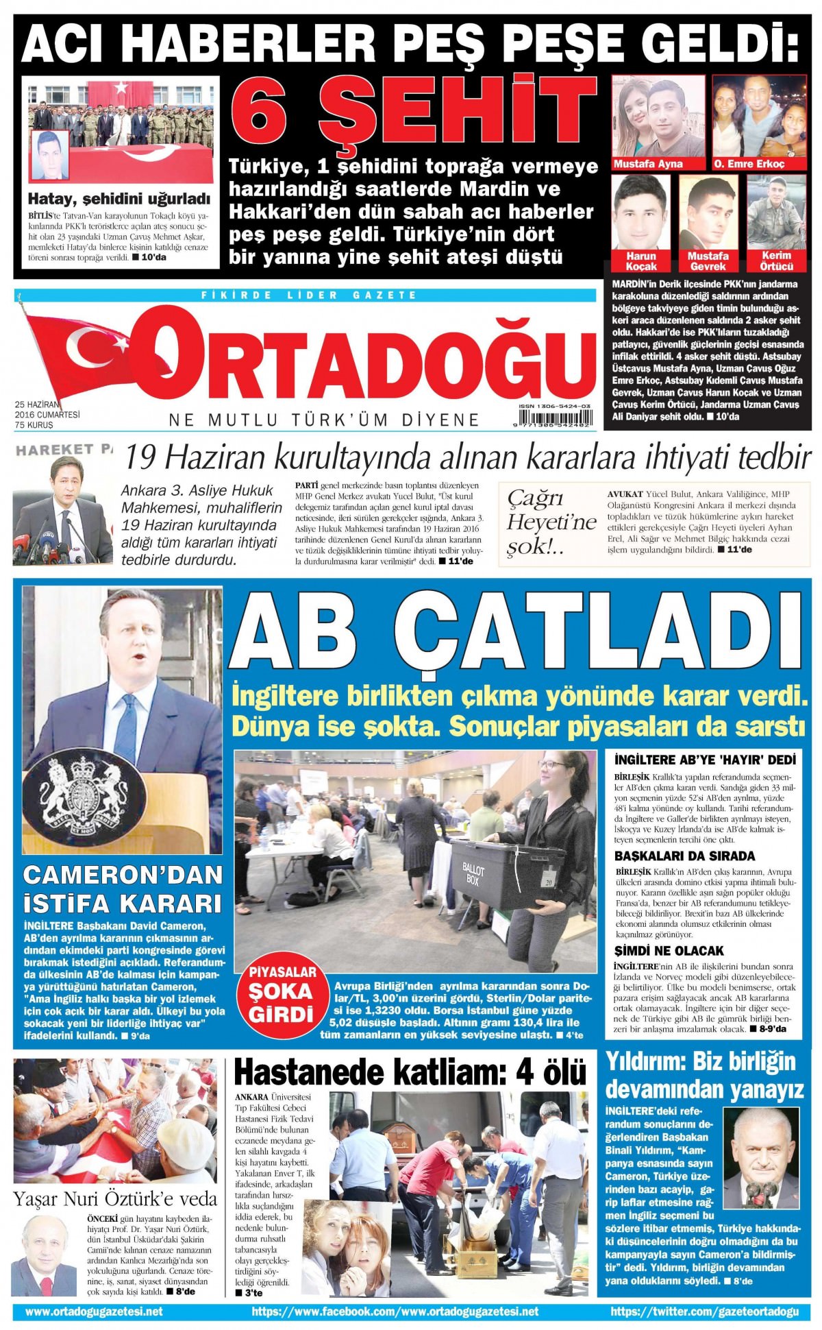 25 Haziran 2016 gazete manşetleri - 653