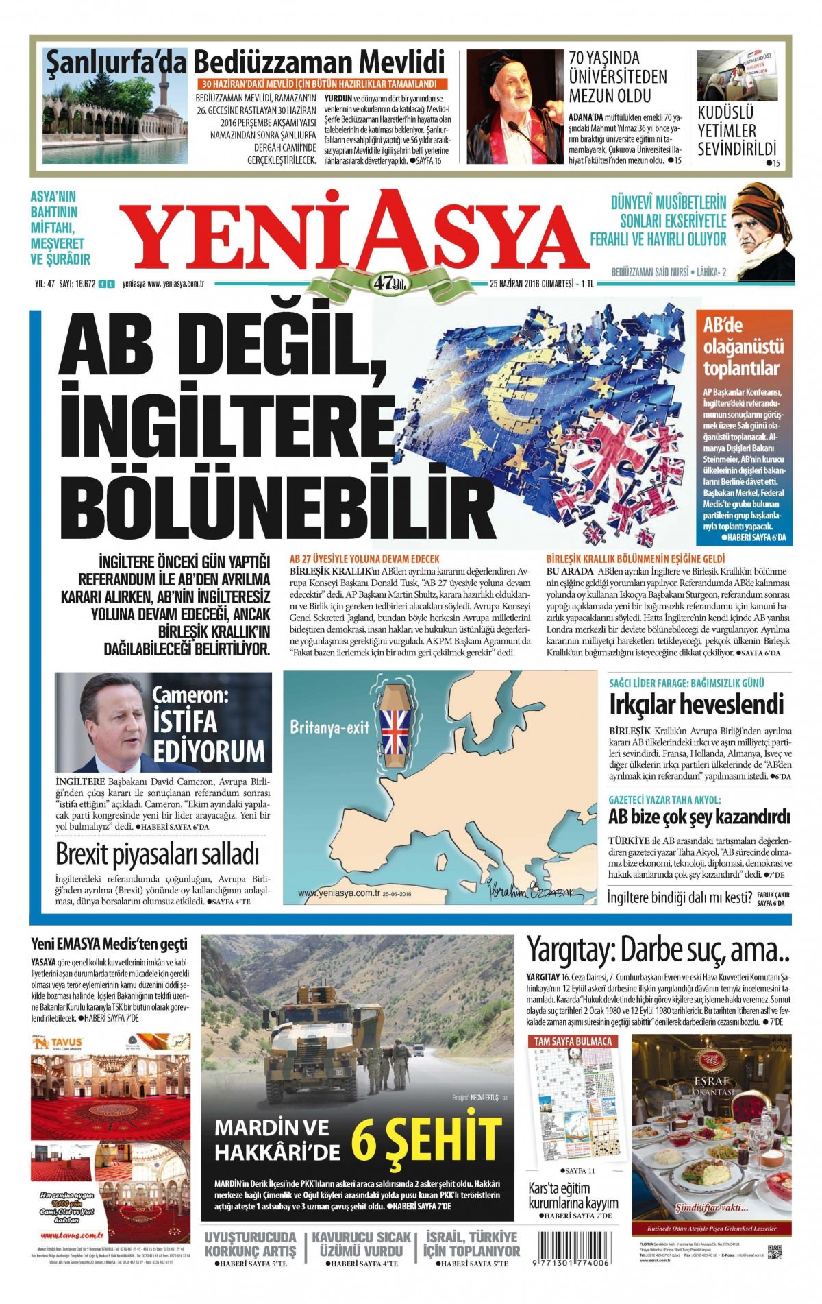 25 Haziran 2016 gazete manşetleri - 688