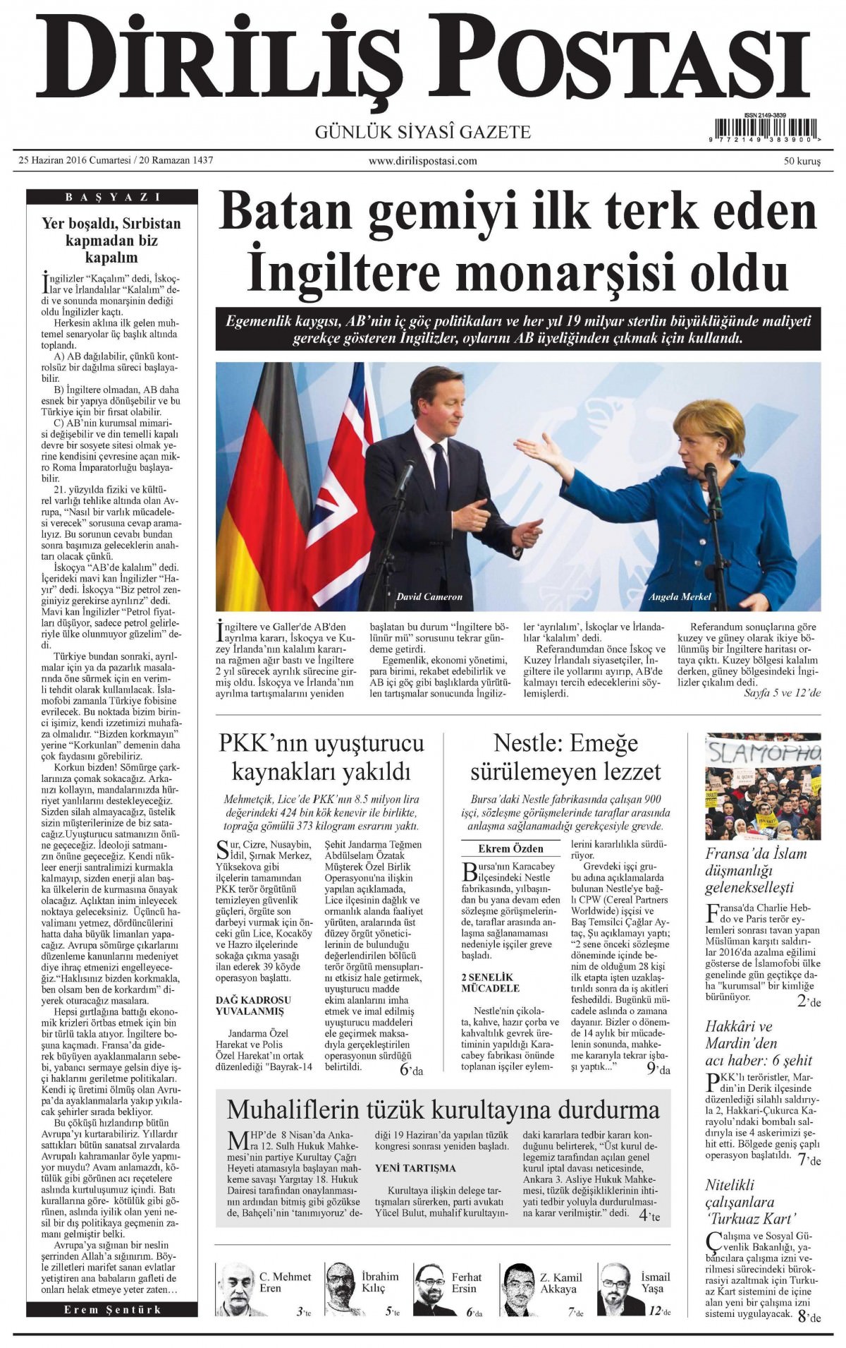 25 Haziran 2016 gazete manşetleri - 695