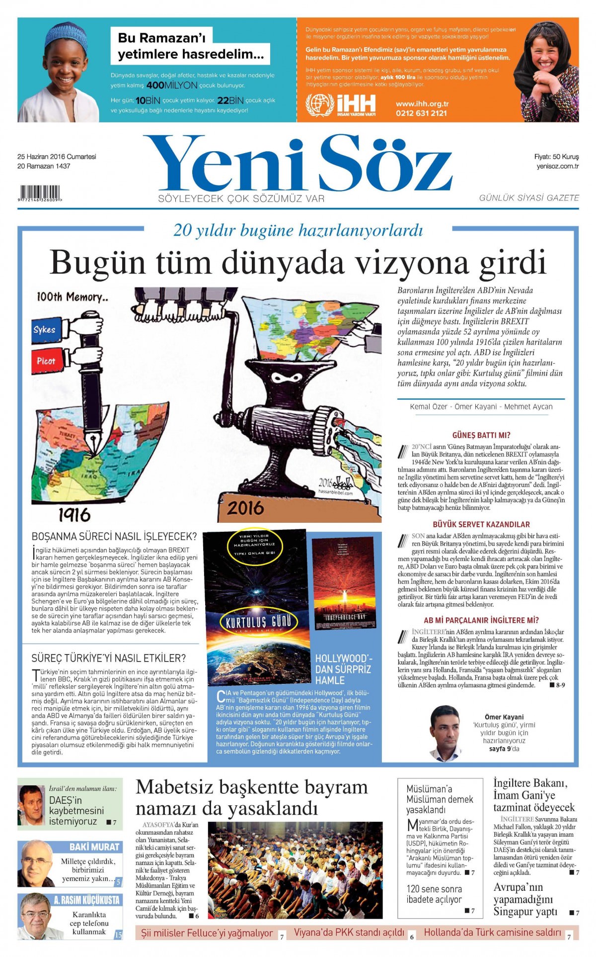 25 Haziran 2016 gazete manşetleri - 775