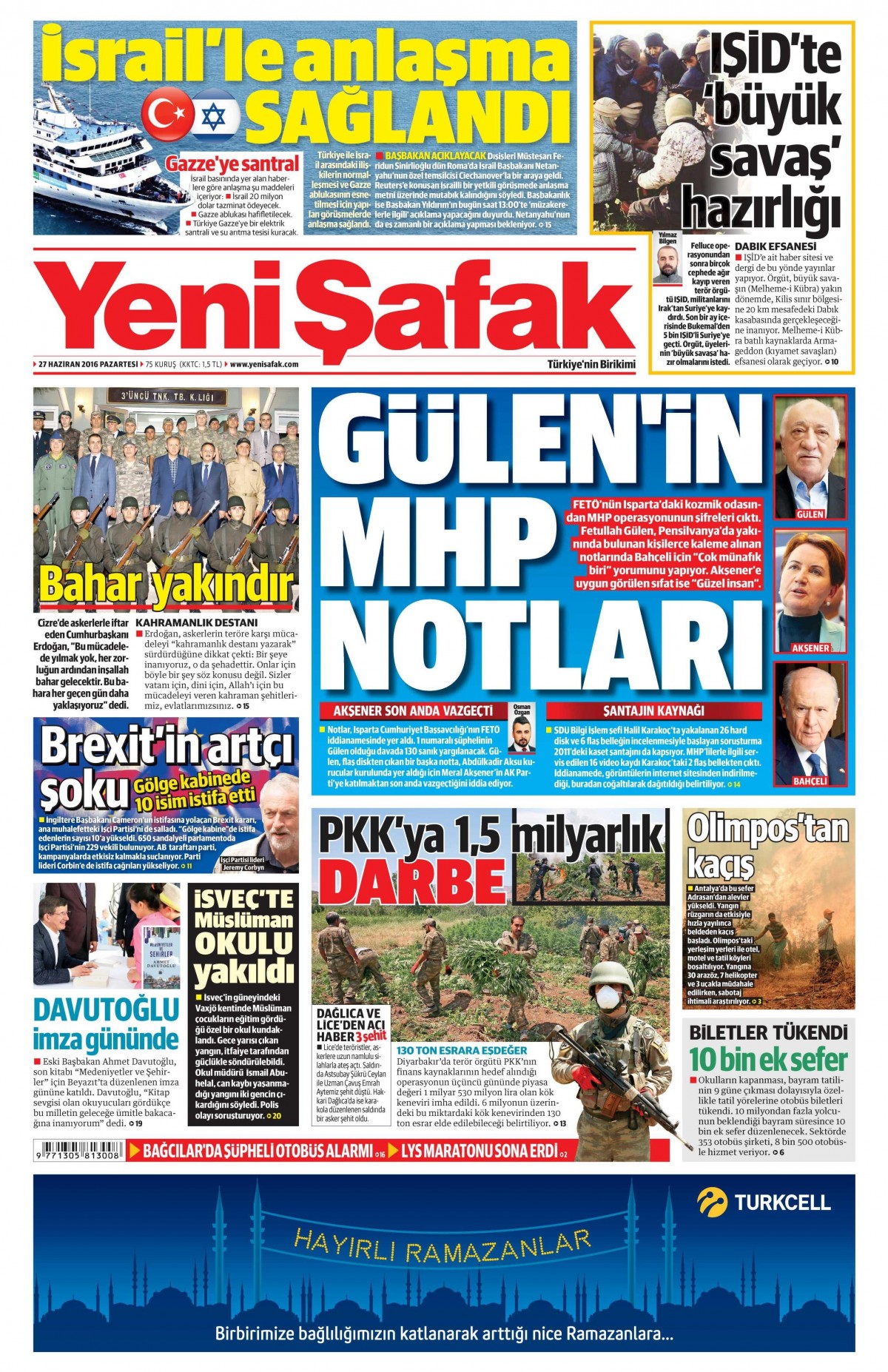 27 Haziran 2016 gazete manşetleri - 749