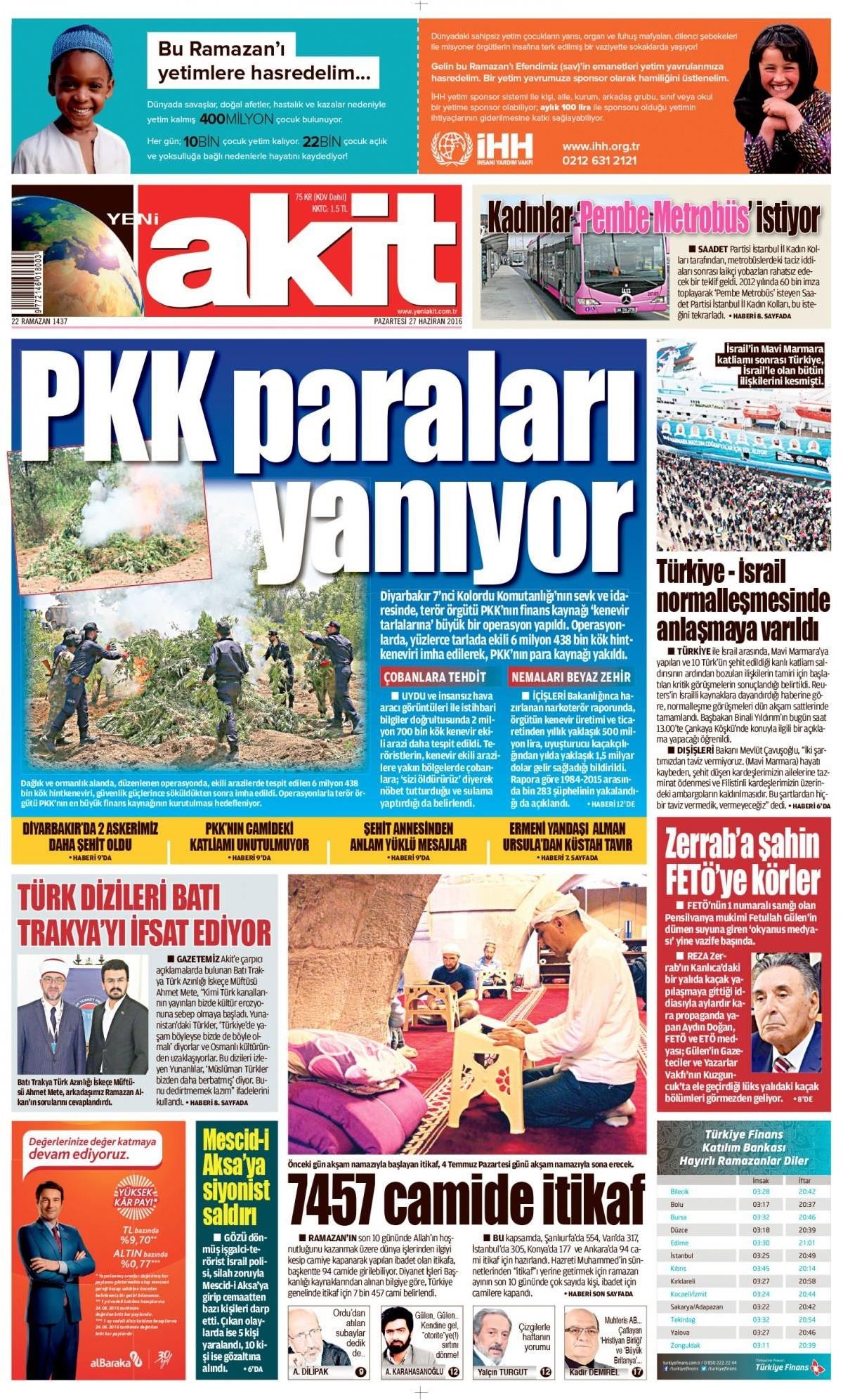 27 Haziran 2016 gazete manşetleri - 514