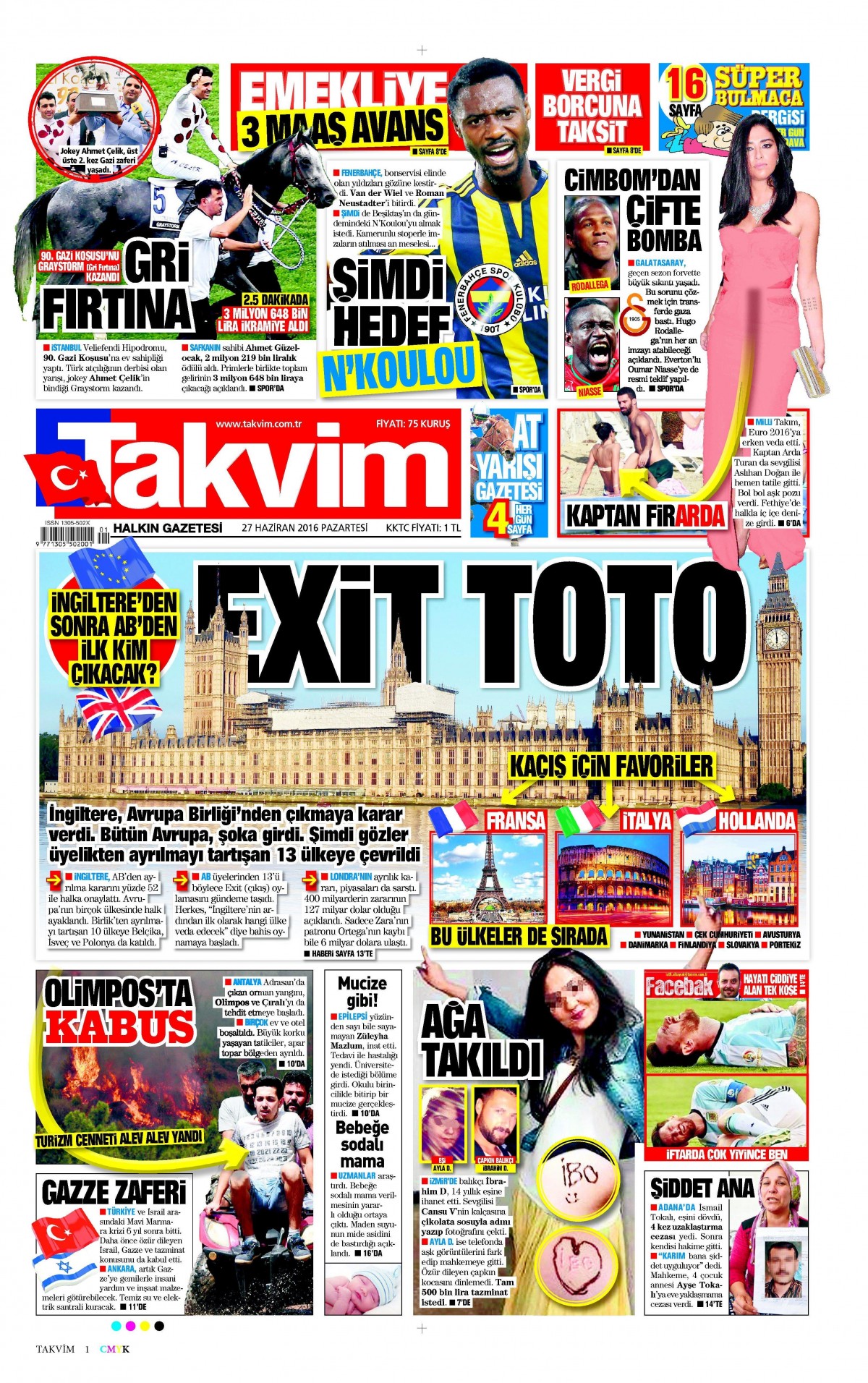 27 Haziran 2016 gazete manşetleri - 523