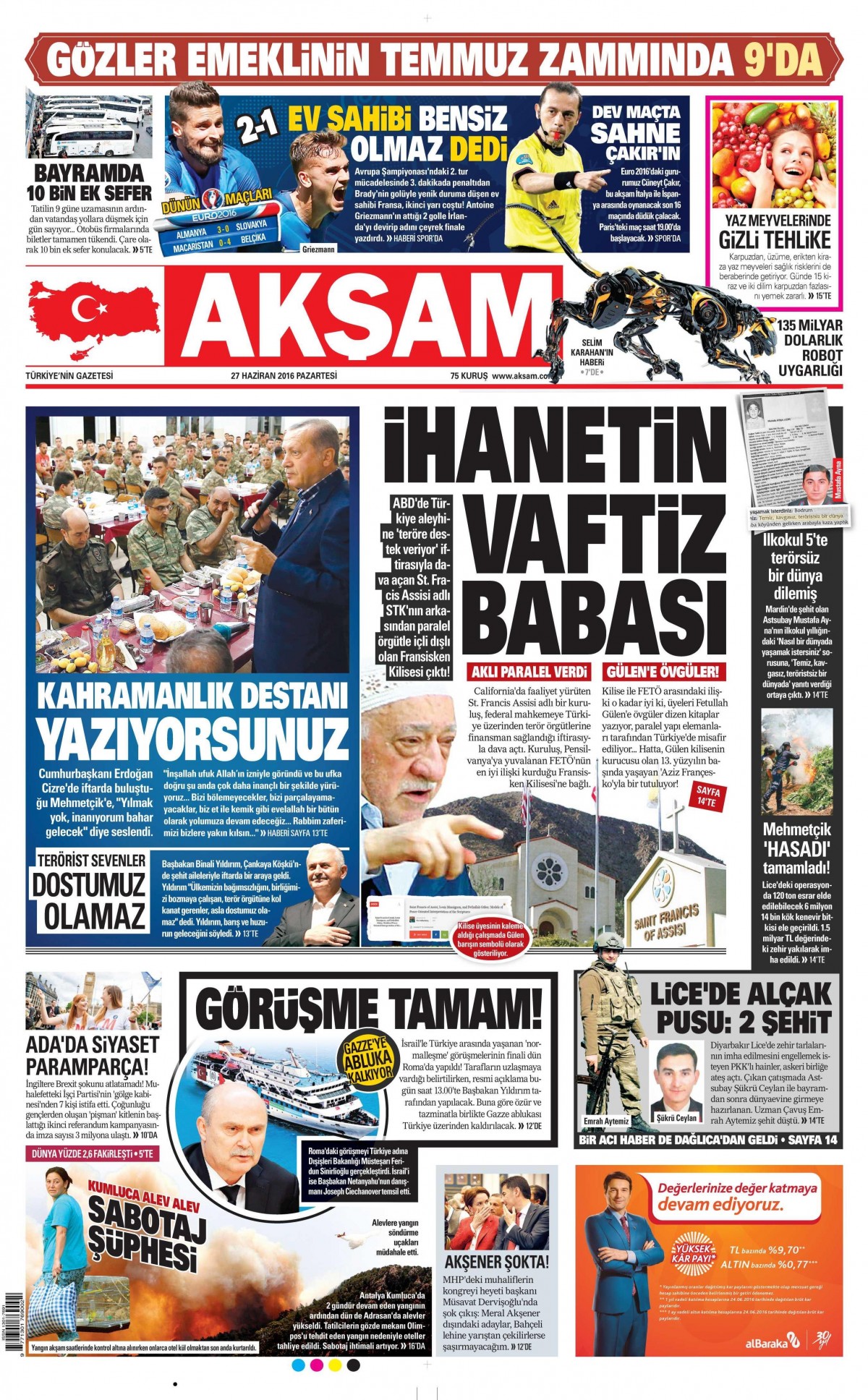 27 Haziran 2016 gazete manşetleri - 797