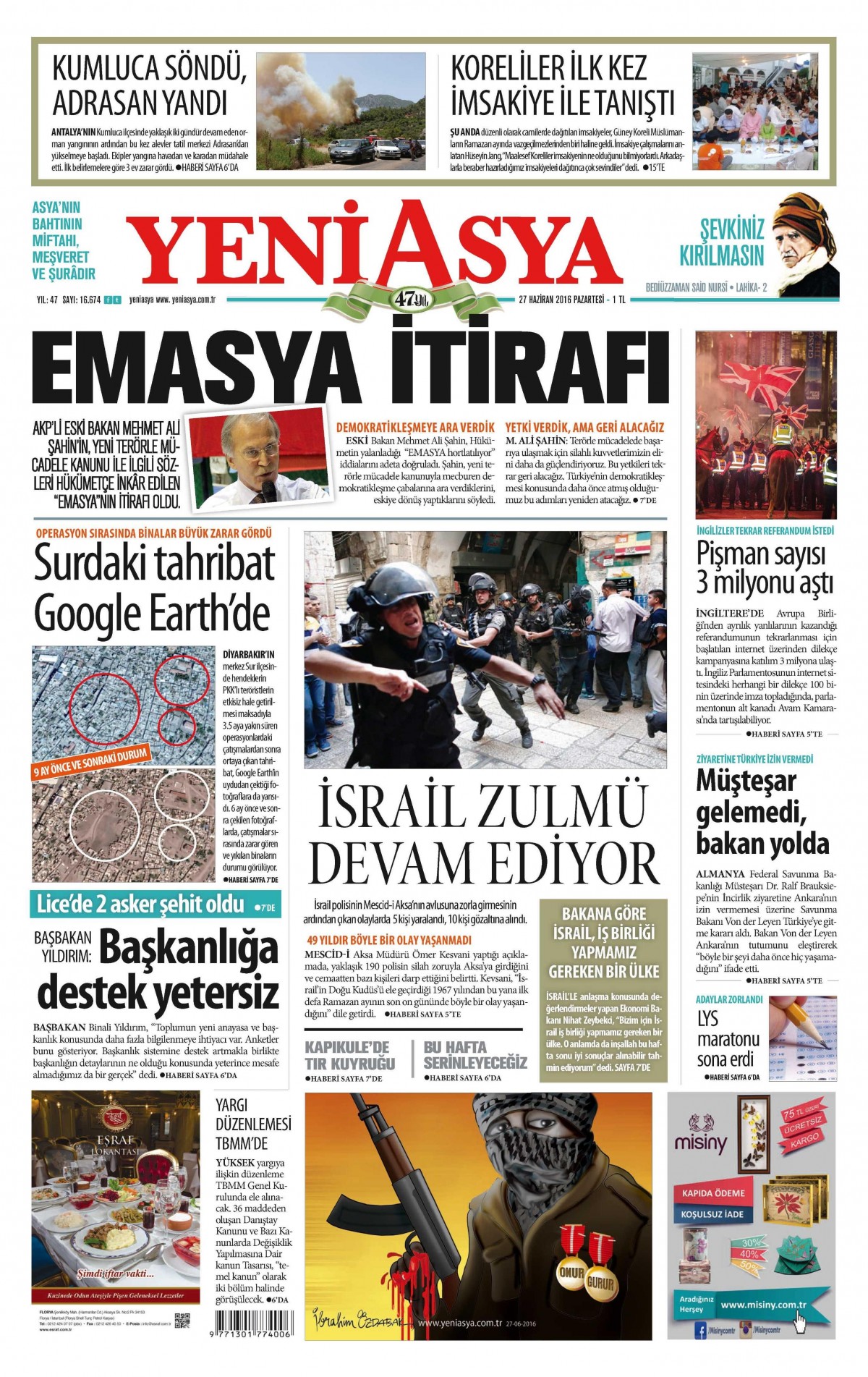 27 Haziran 2016 gazete manşetleri - 557