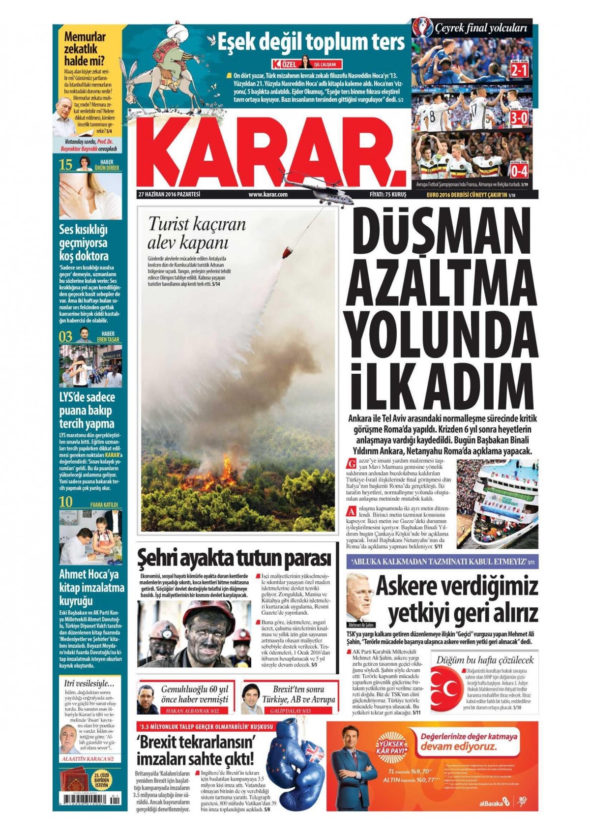 27 Haziran 2016 gazete manşetleri - 933