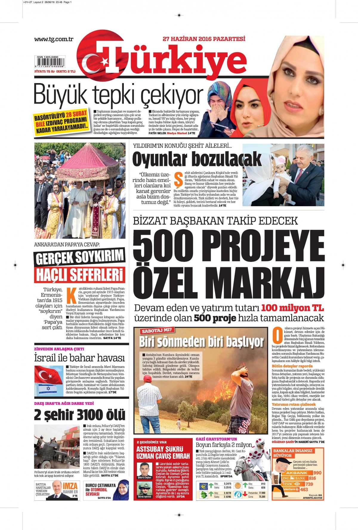 27 Haziran 2016 gazete manşetleri - 758