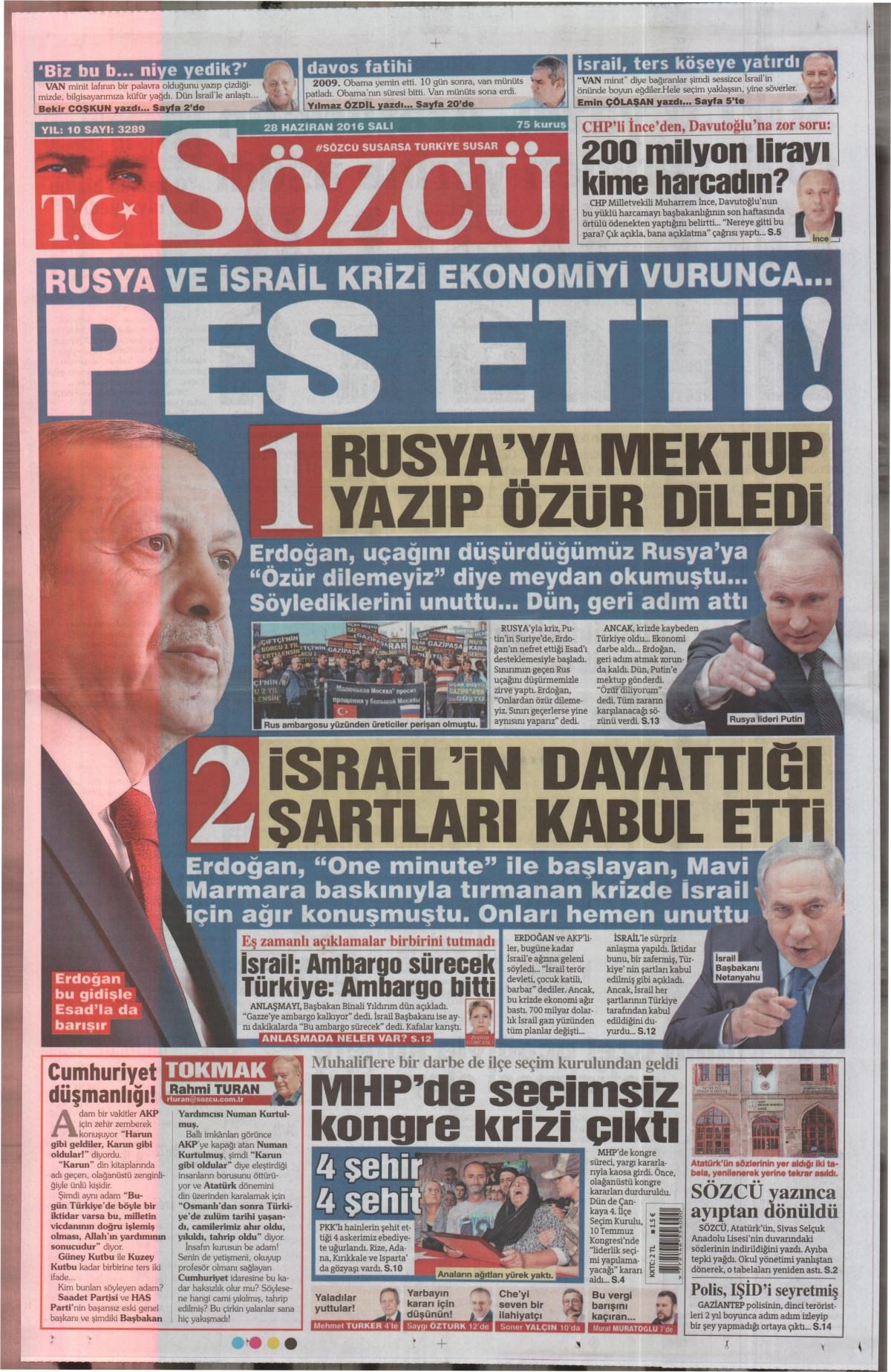 28 Haziran 2016 gazete manşetleri - 612