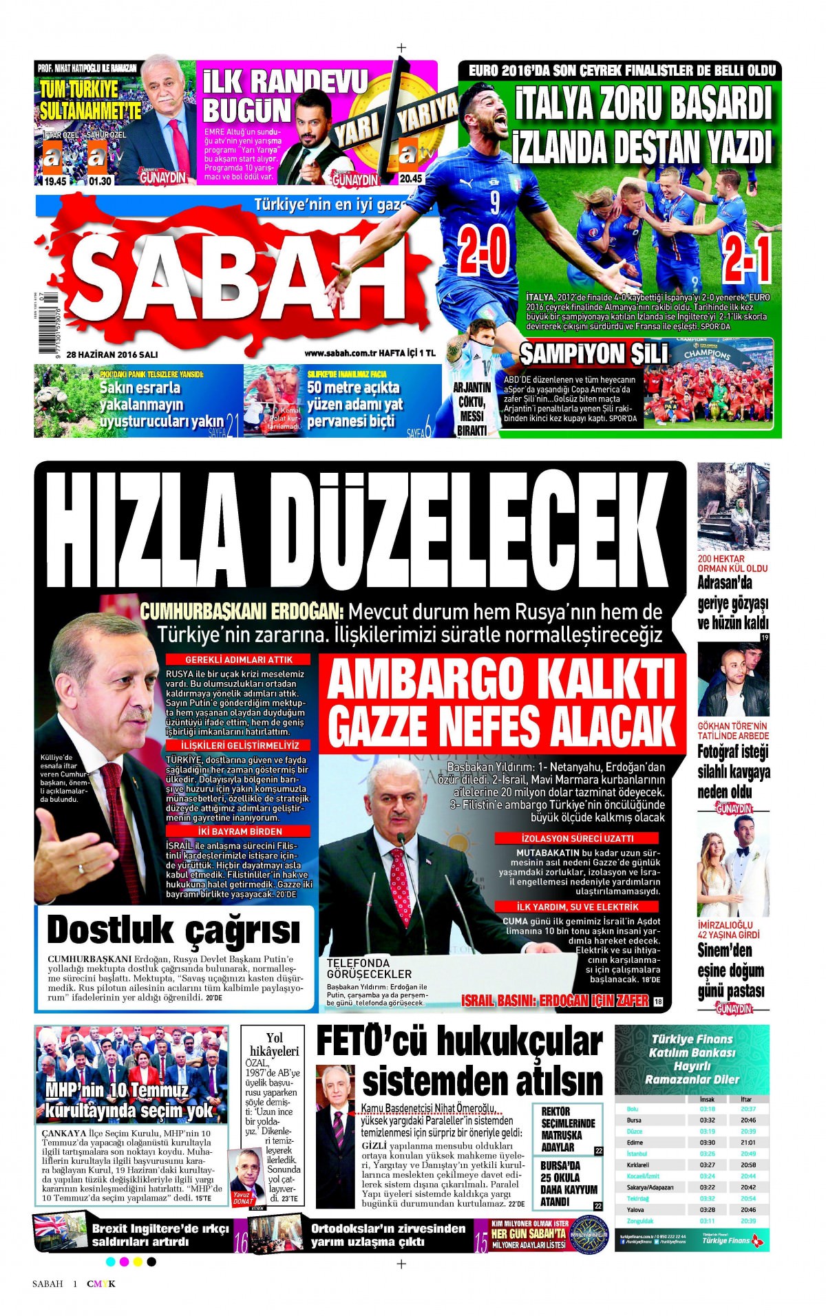28 Haziran 2016 gazete manşetleri - 828