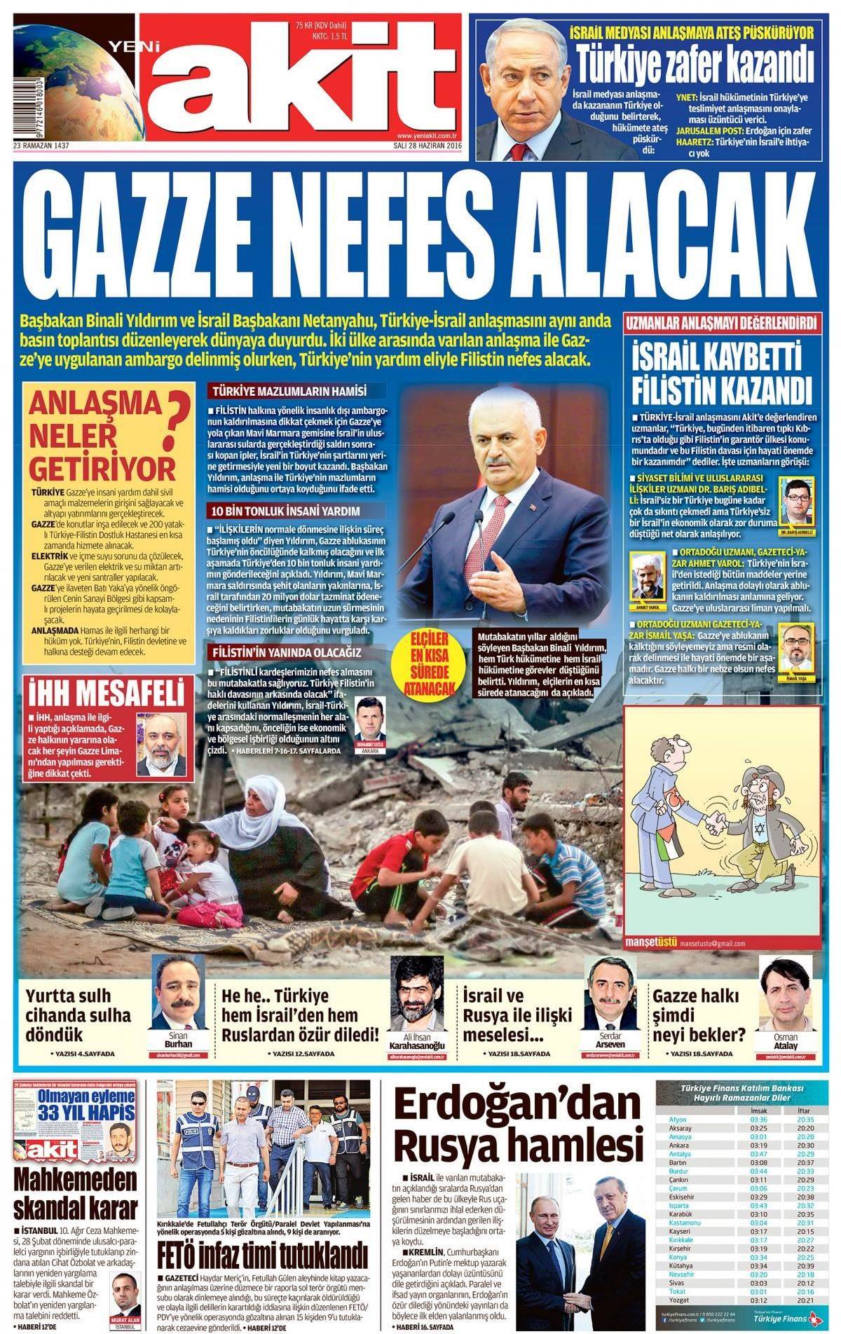 28 Haziran 2016 gazete manşetleri - 828