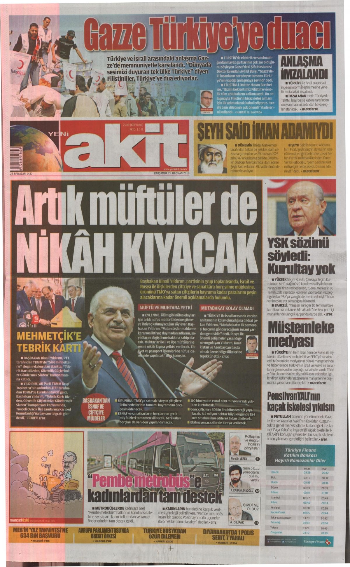 29 Haziran 2016 gazete manşetleri - 797