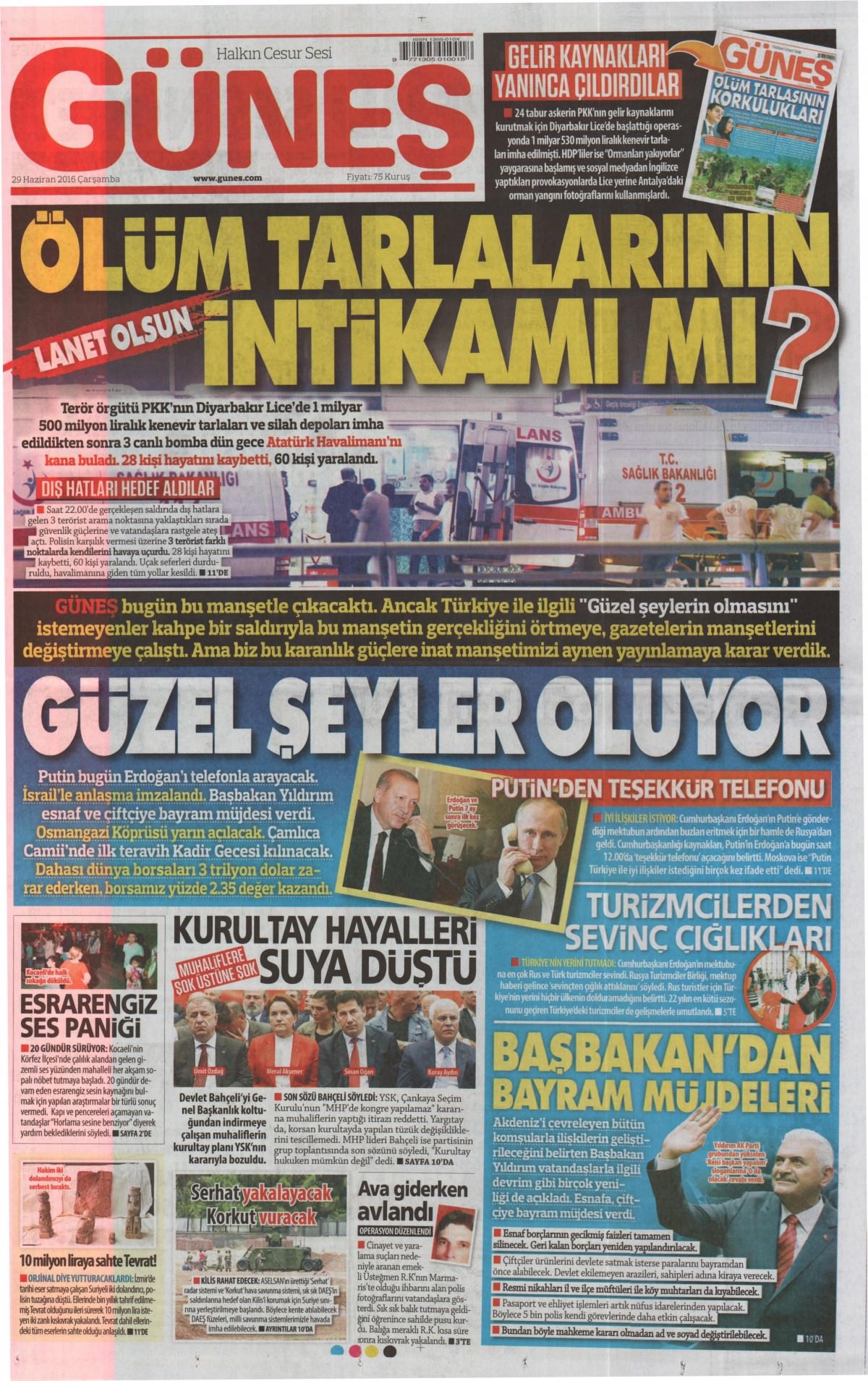 29 Haziran 2016 gazete manşetleri - 885