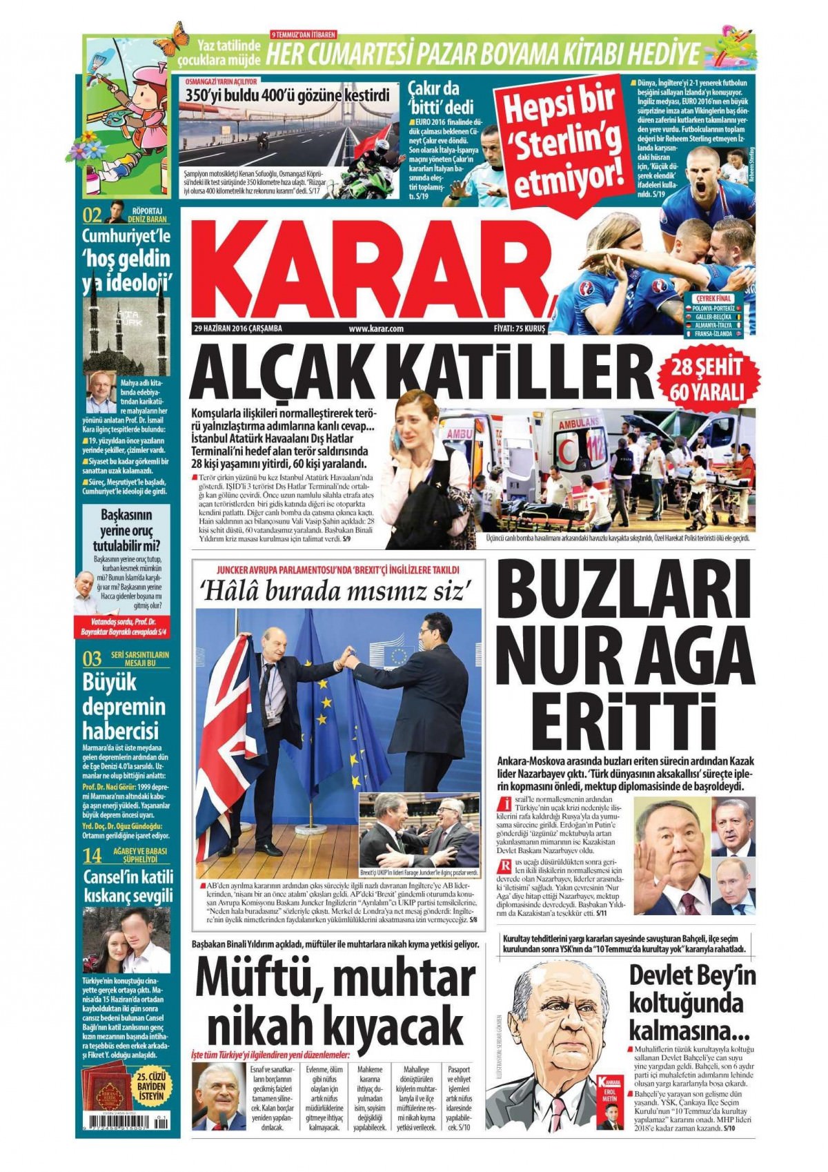 29 Haziran 2016 gazete manşetleri - 865
