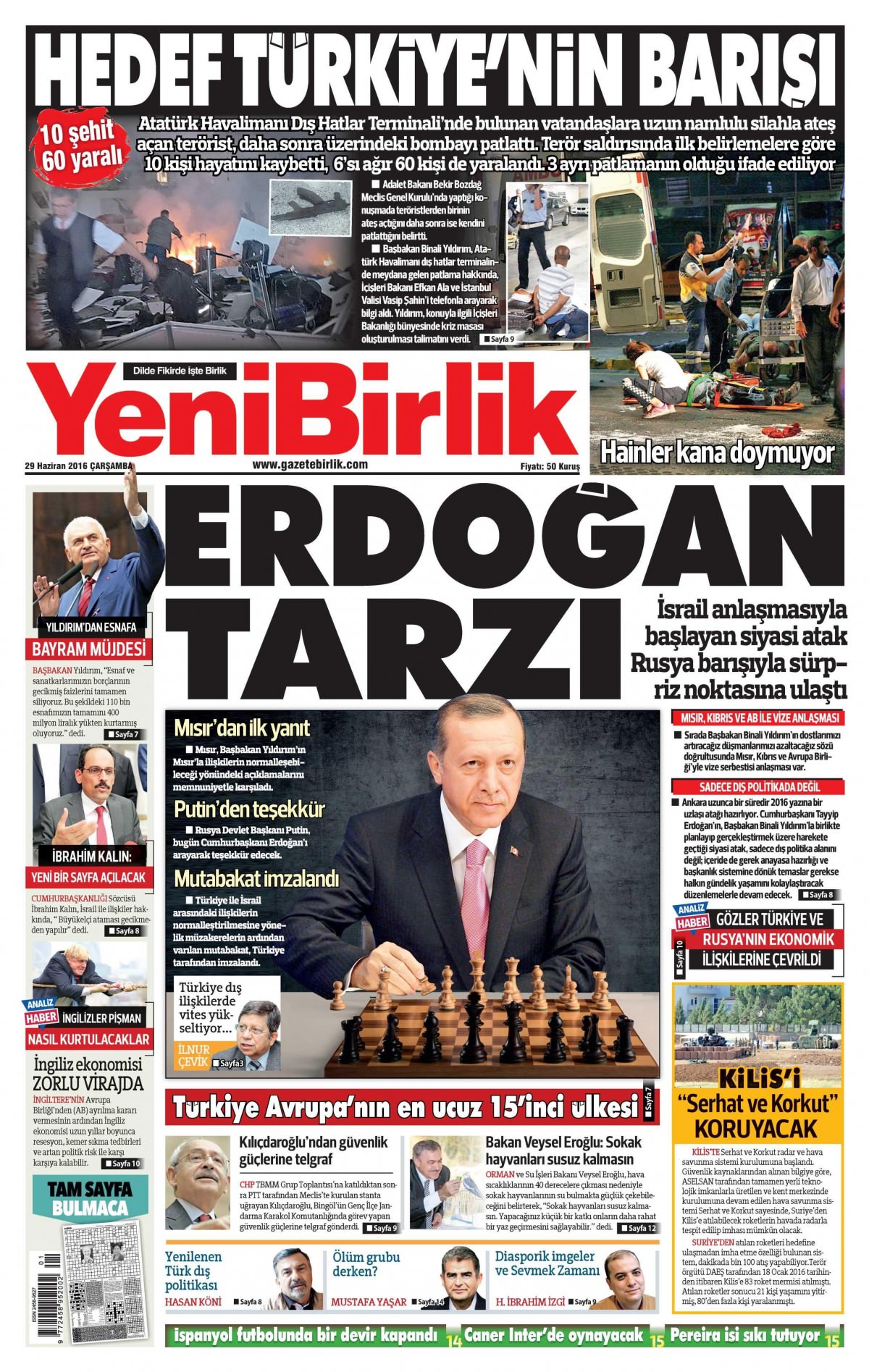 29 Haziran 2016 gazete manşetleri - 544